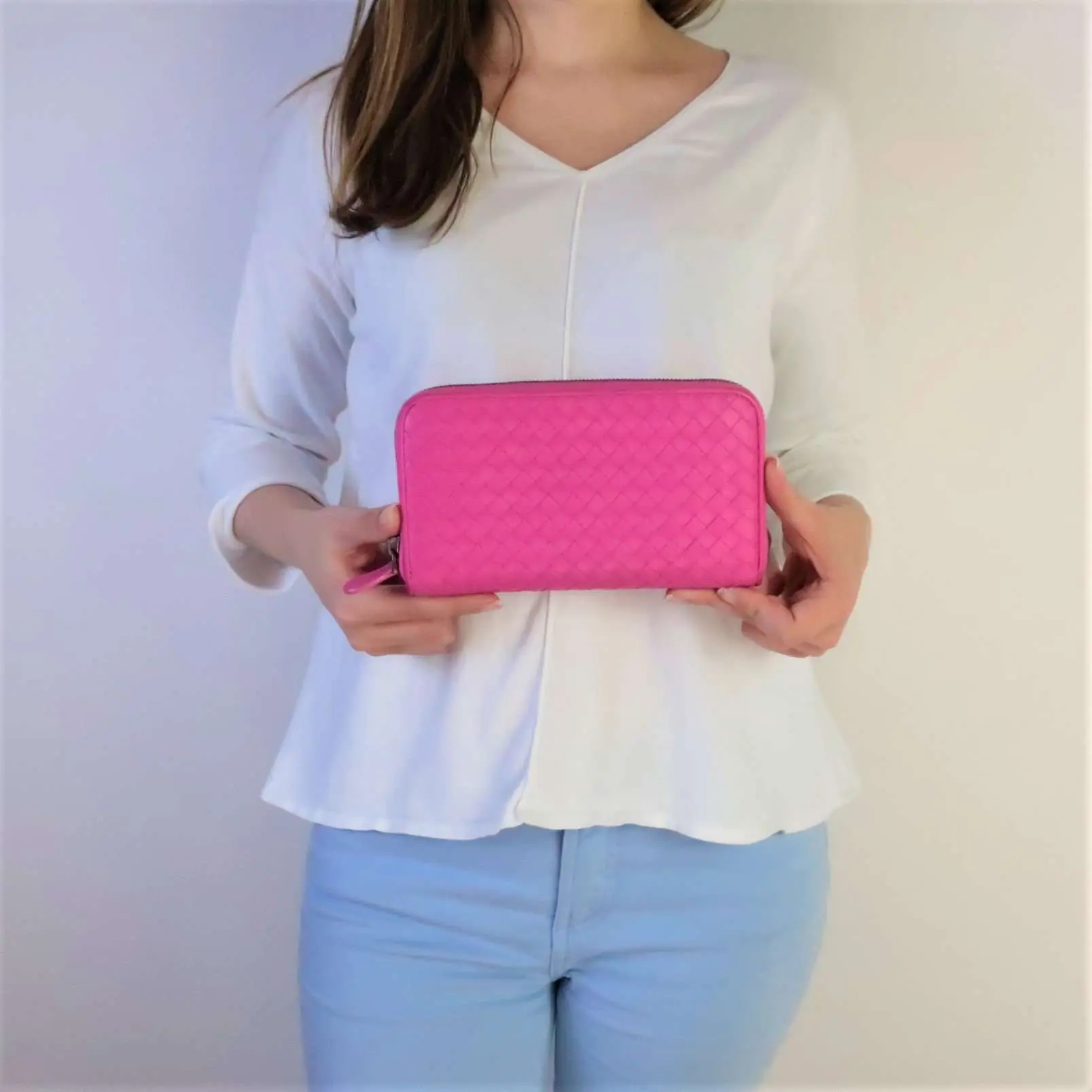 Bottega Veneta Pink Intrecciato Nappa Leather Wallet