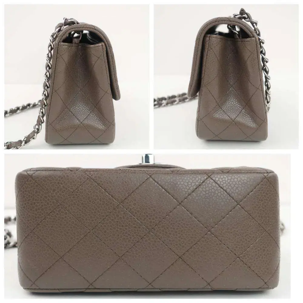 Chanel Brown Quilted Caviar Leather Classic Square Mini Flap Bag - Image 5