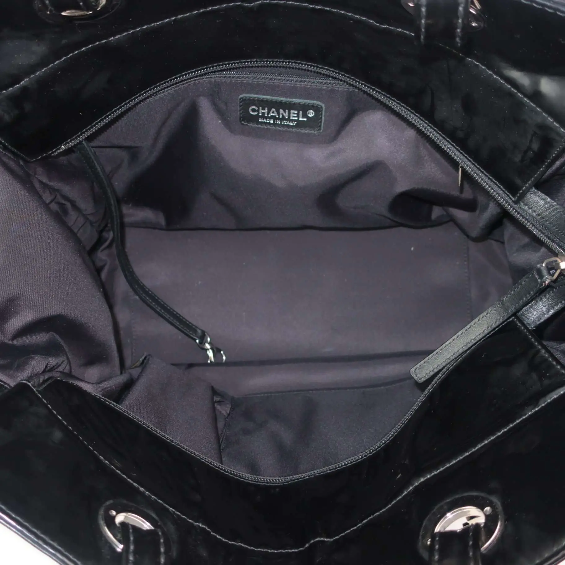 Chanel Black Patent Leather Biarritz Tote Bag - Image 6