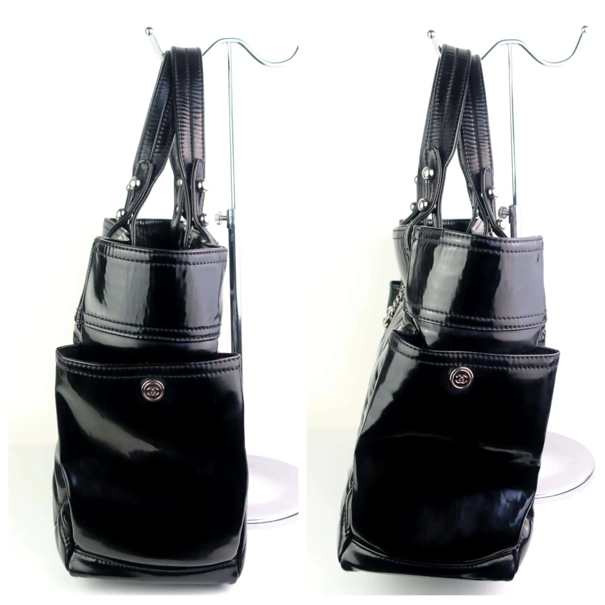 Chanel Black Patent Leather Biarritz Tote Bag - Image 7
