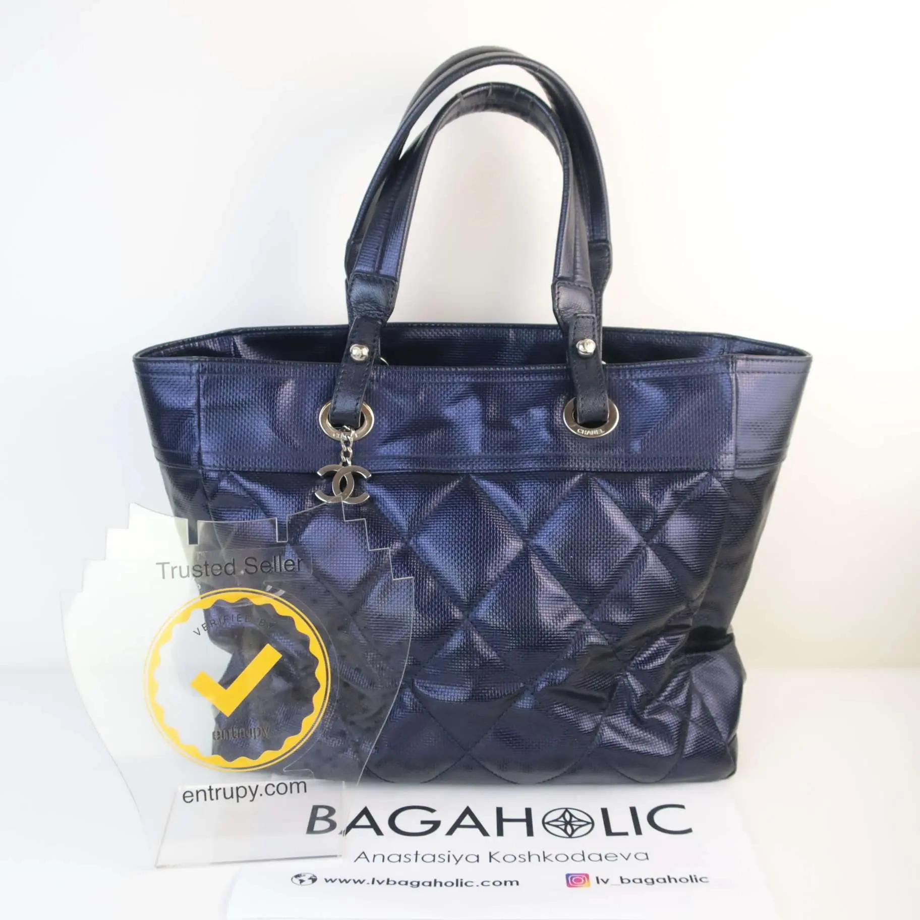 Chanel Blue Canvas Biarritz Tote Bag - Image 3