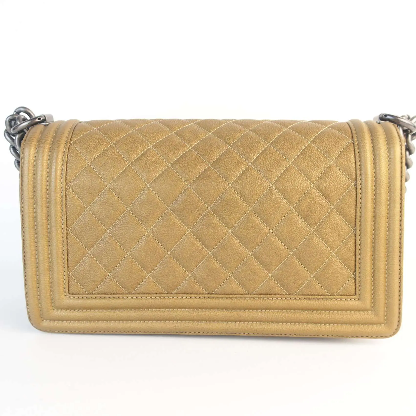Chanel Gold Medium Boy Ruthenium Hardware Bag - Image 13