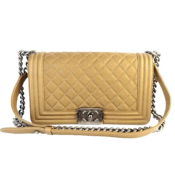 Chanel Gold Medium Boy Ruthenium Hardware Bag - Image 2
