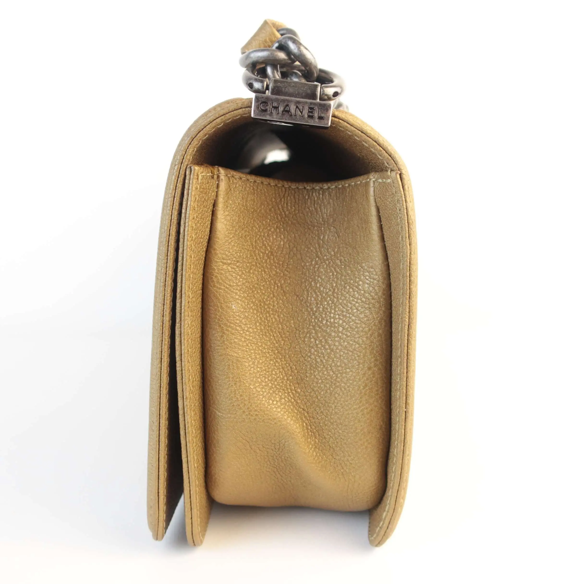 Chanel Gold Medium Boy Ruthenium Hardware Bag - Image 6