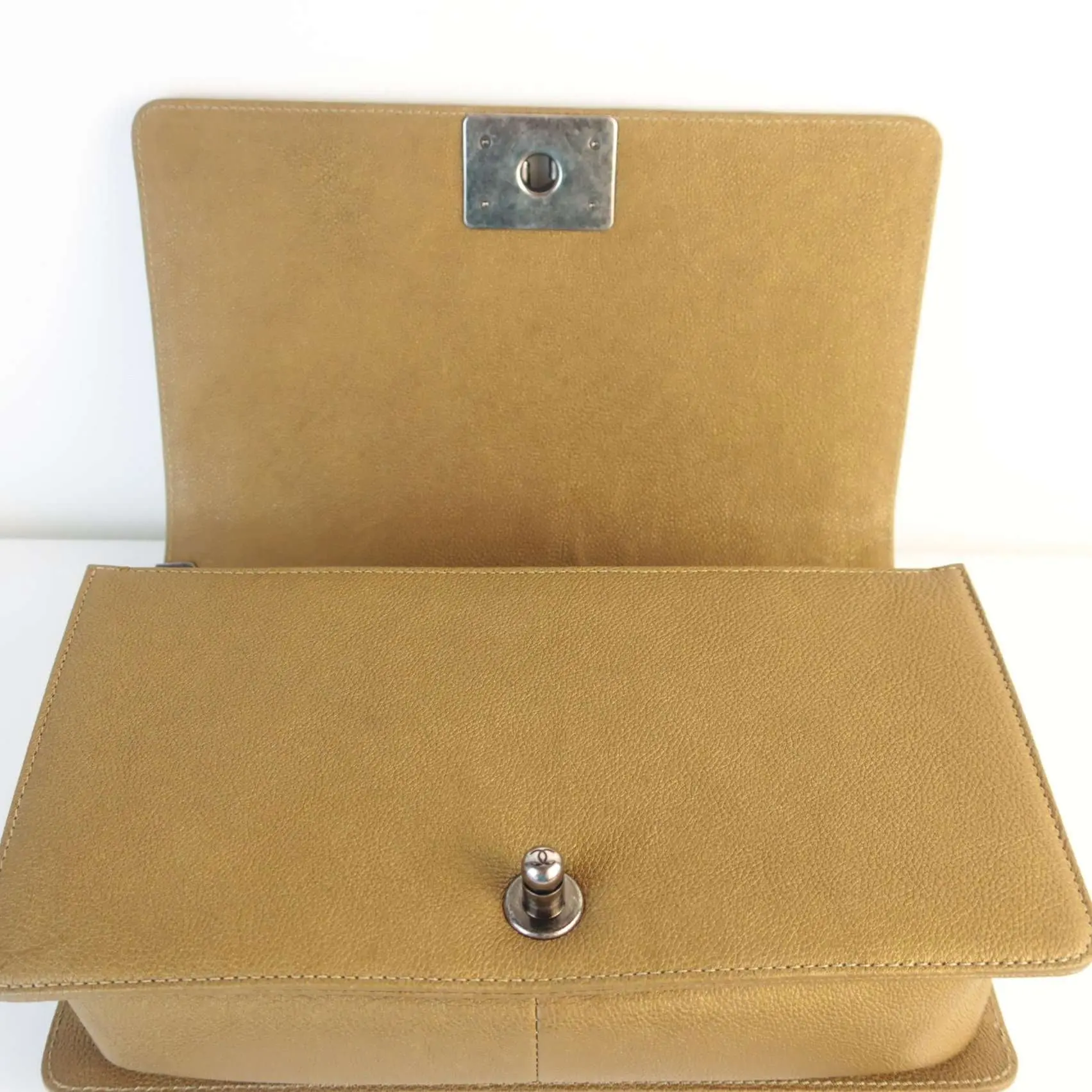 Chanel Gold Medium Boy Ruthenium Hardware Bag - Image 7