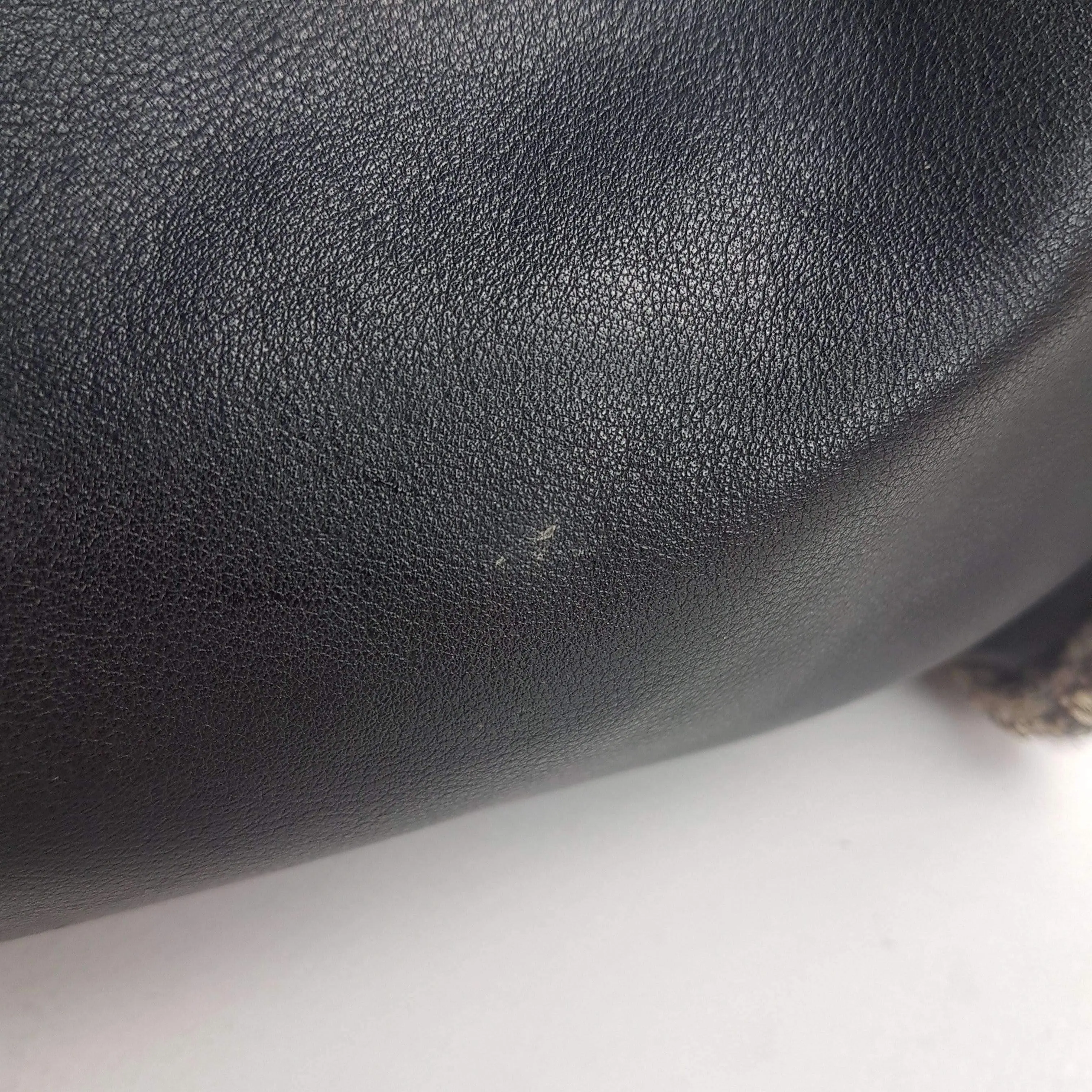Chanel Vintage Black Leather Bowler Tweed Trim Bag - Image 22