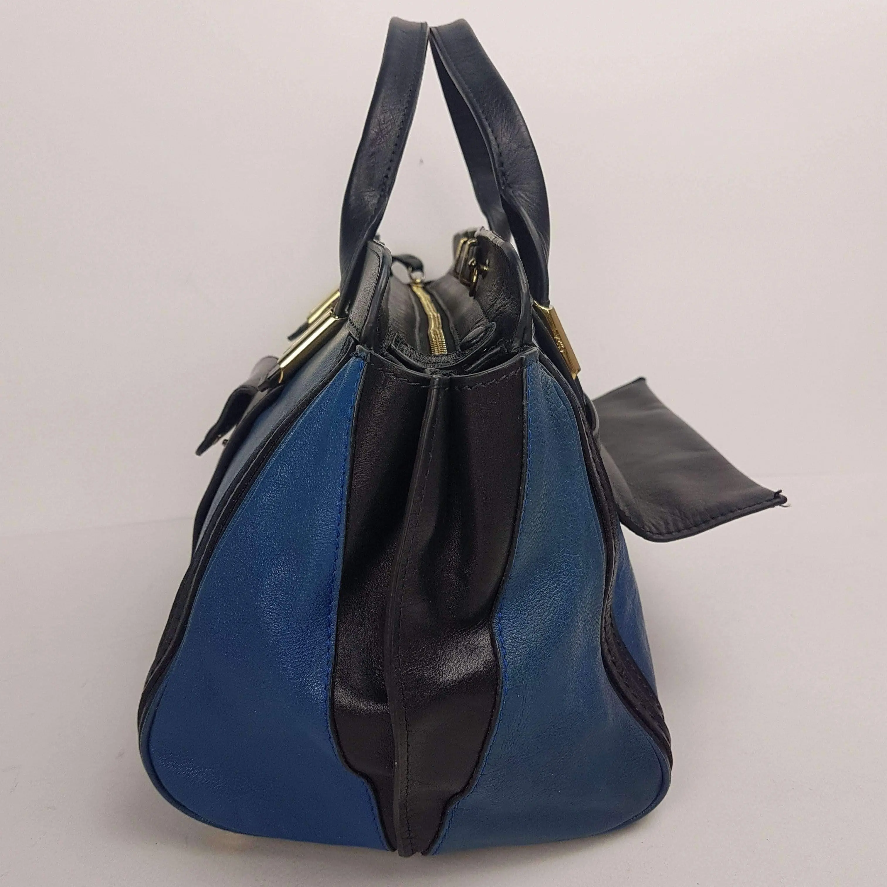 Chloe Blue/Black Leather Medium Alice Satchel Bag - Image 101