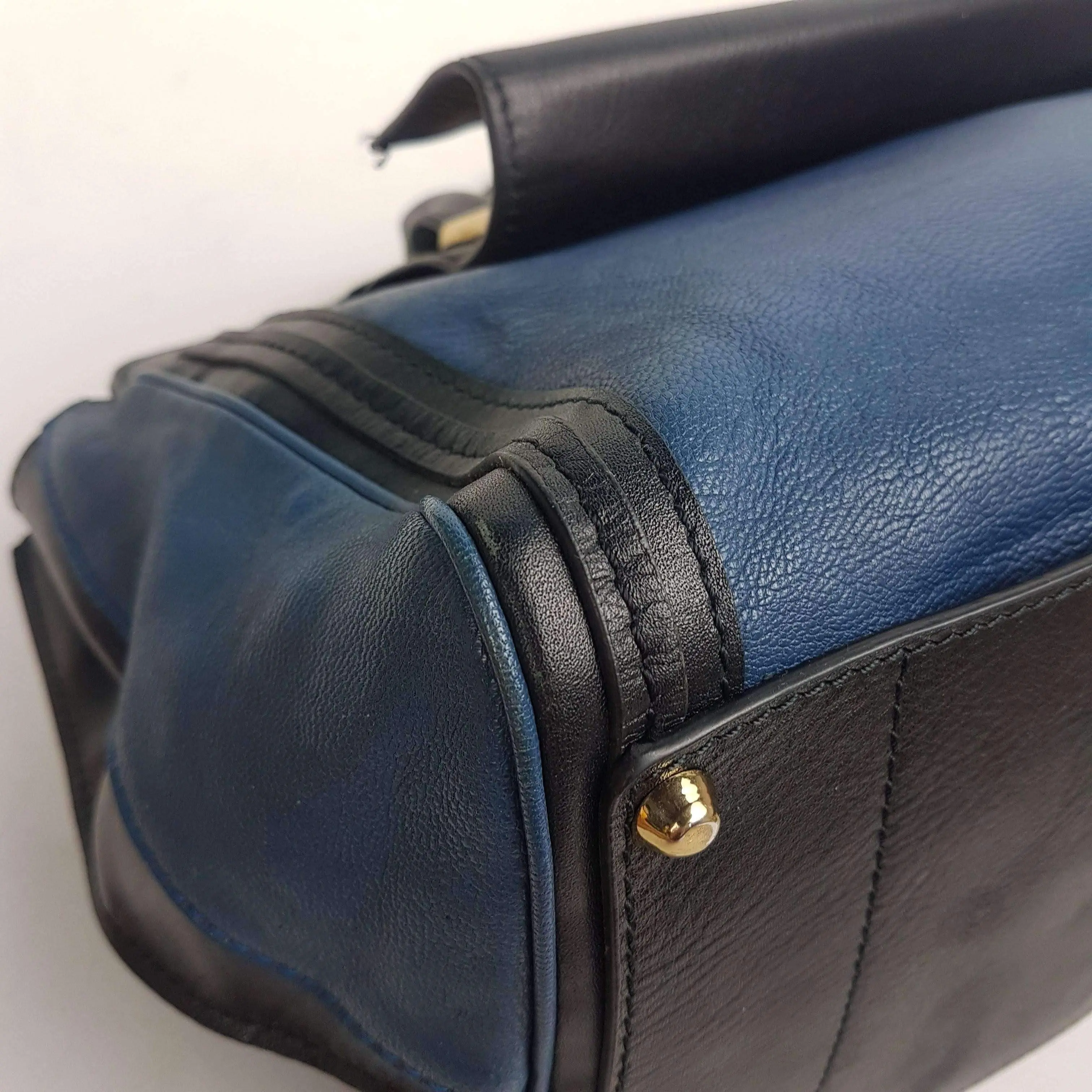 Chloe Blue/Black Leather Medium Alice Satchel Bag - Image 11