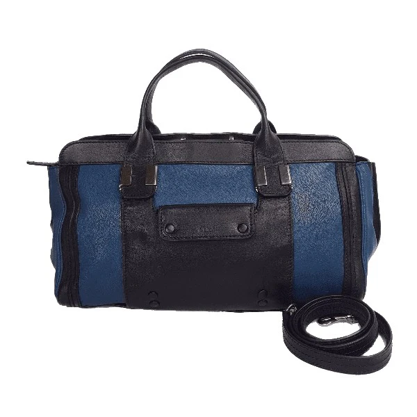 Chloe Blue/Black Leather Medium Alice Satchel Bag - Image 139