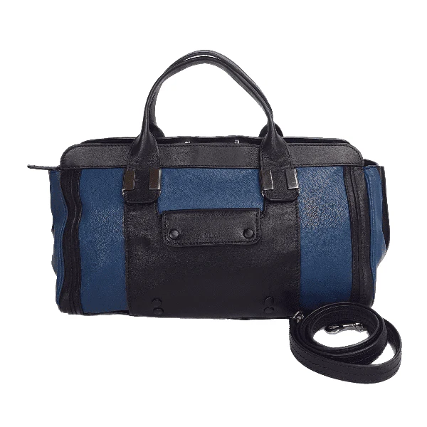 Chloe Blue/Black Leather Medium Alice Satchel Bag - Image 145