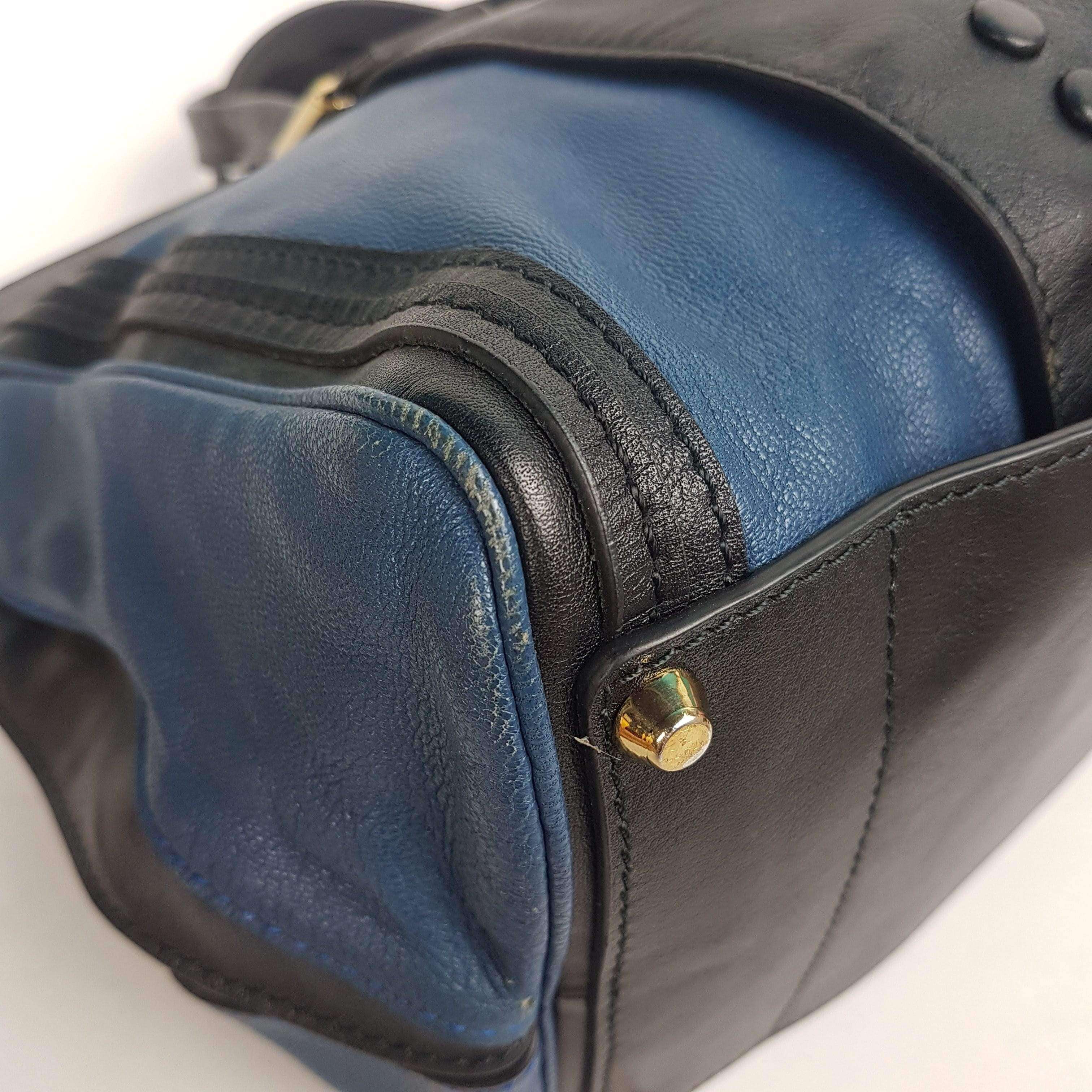 Chloe Blue/Black Leather Medium Alice Satchel Bag - Image 159