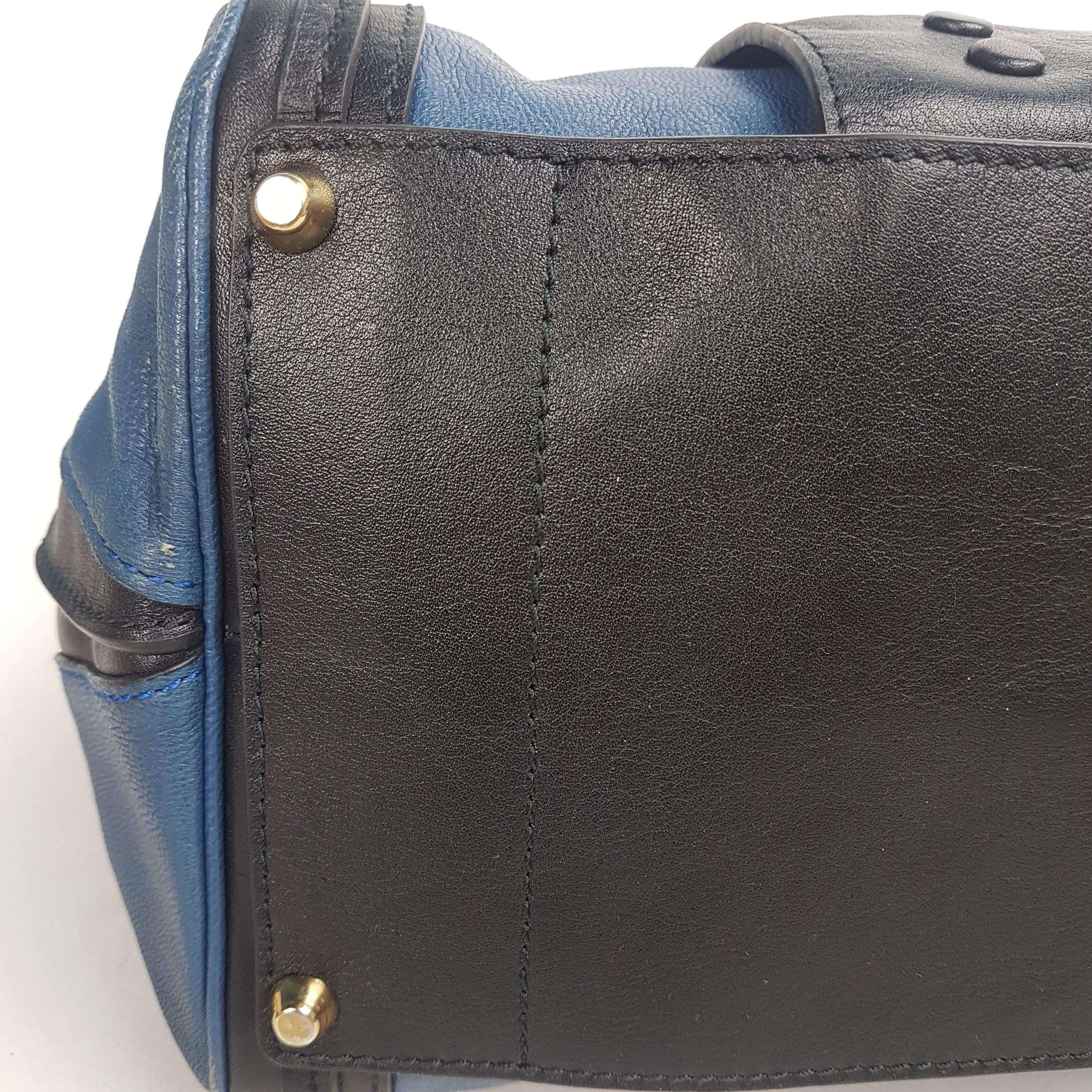 Chloe Blue/Black Leather Medium Alice Satchel Bag - Image 160