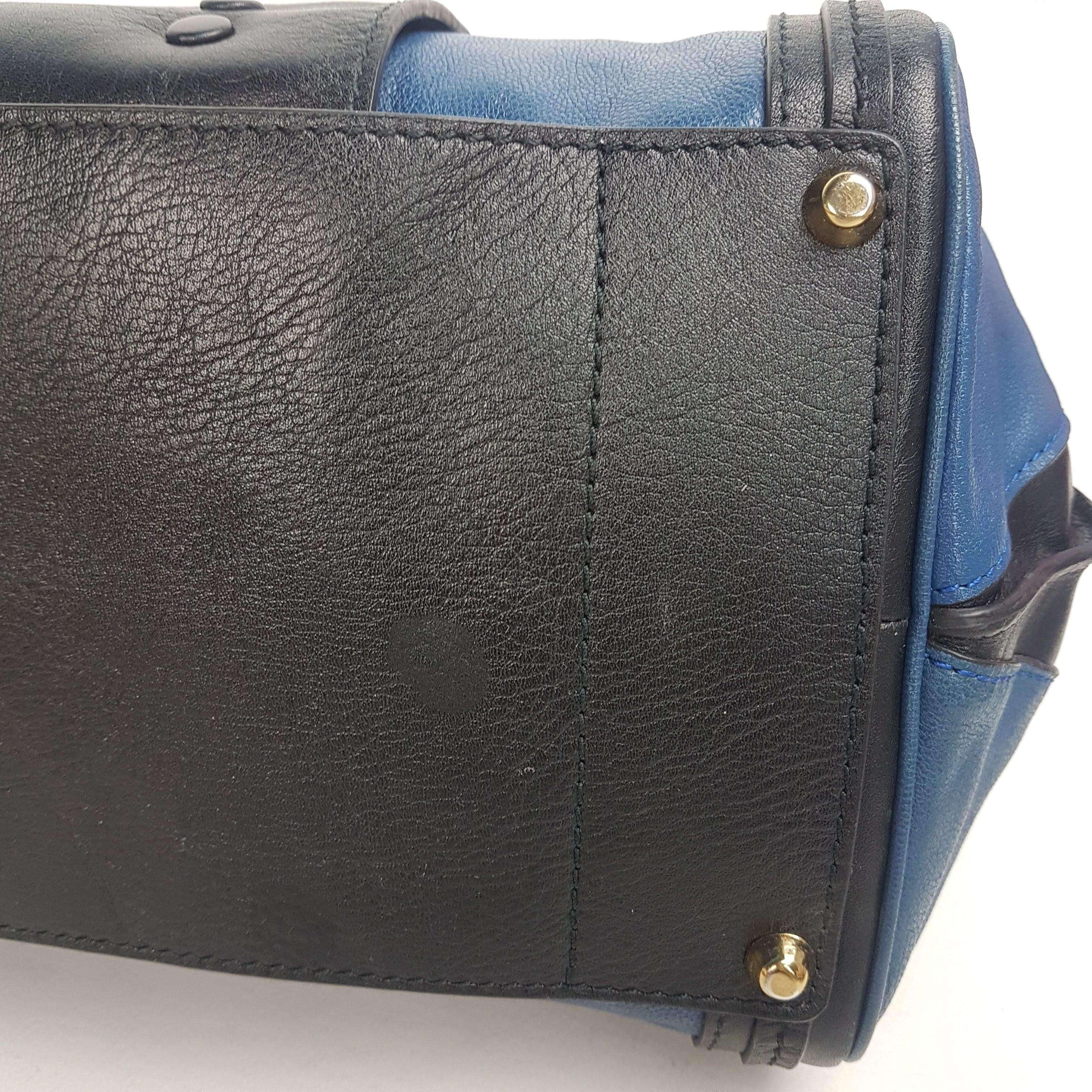 Chloe Blue/Black Leather Medium Alice Satchel Bag - Image 161