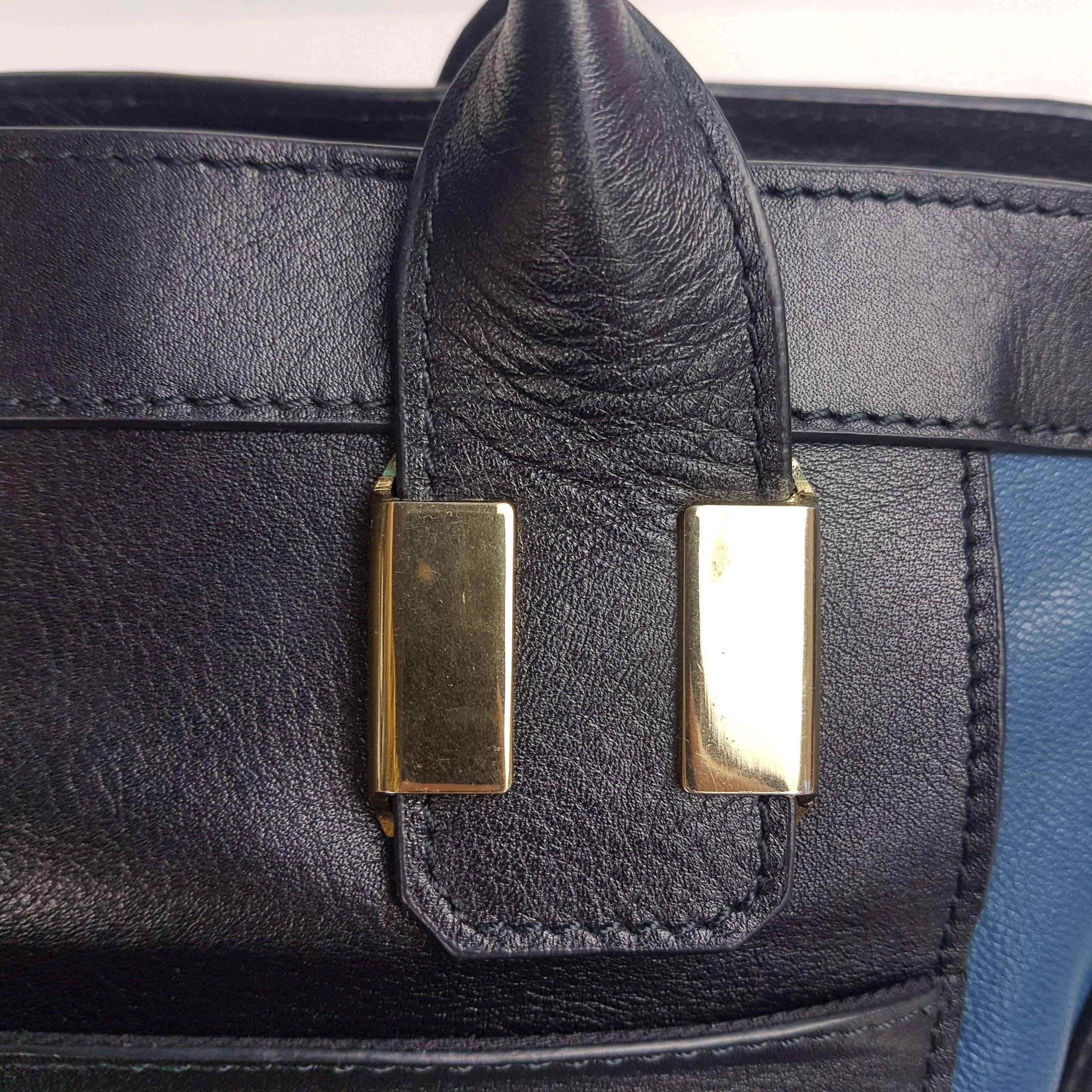 Chloe Blue/Black Leather Medium Alice Satchel Bag - Image 167