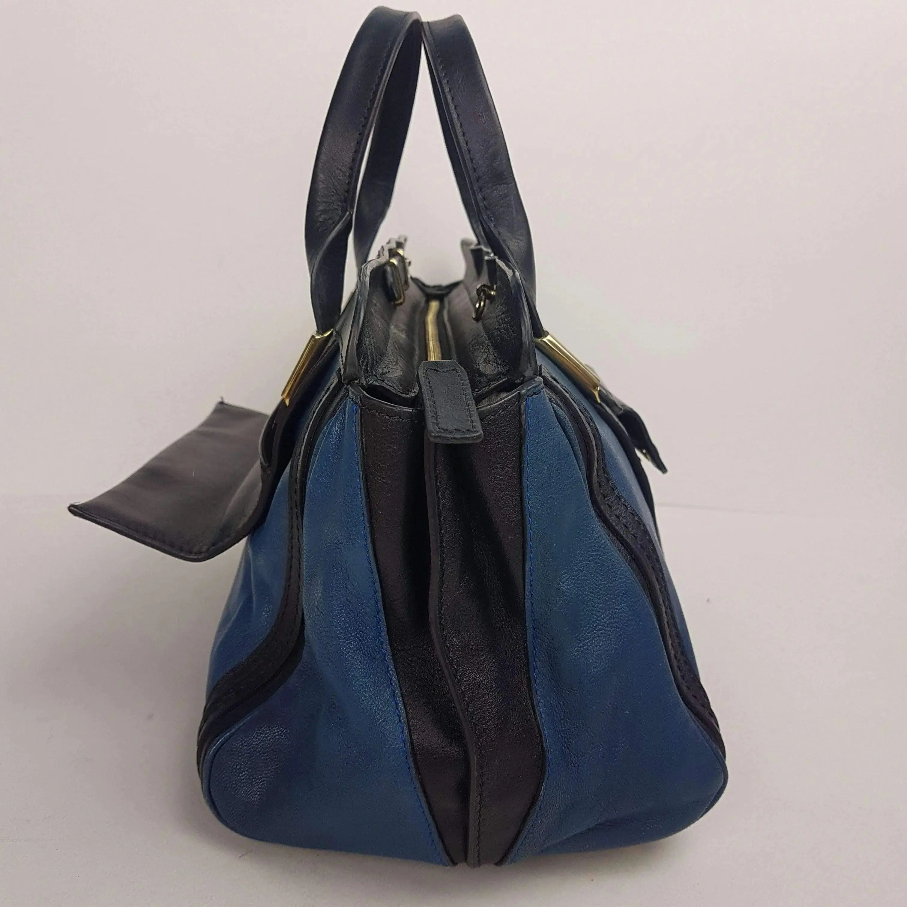 Chloe Blue/Black Leather Medium Alice Satchel Bag - Image 18