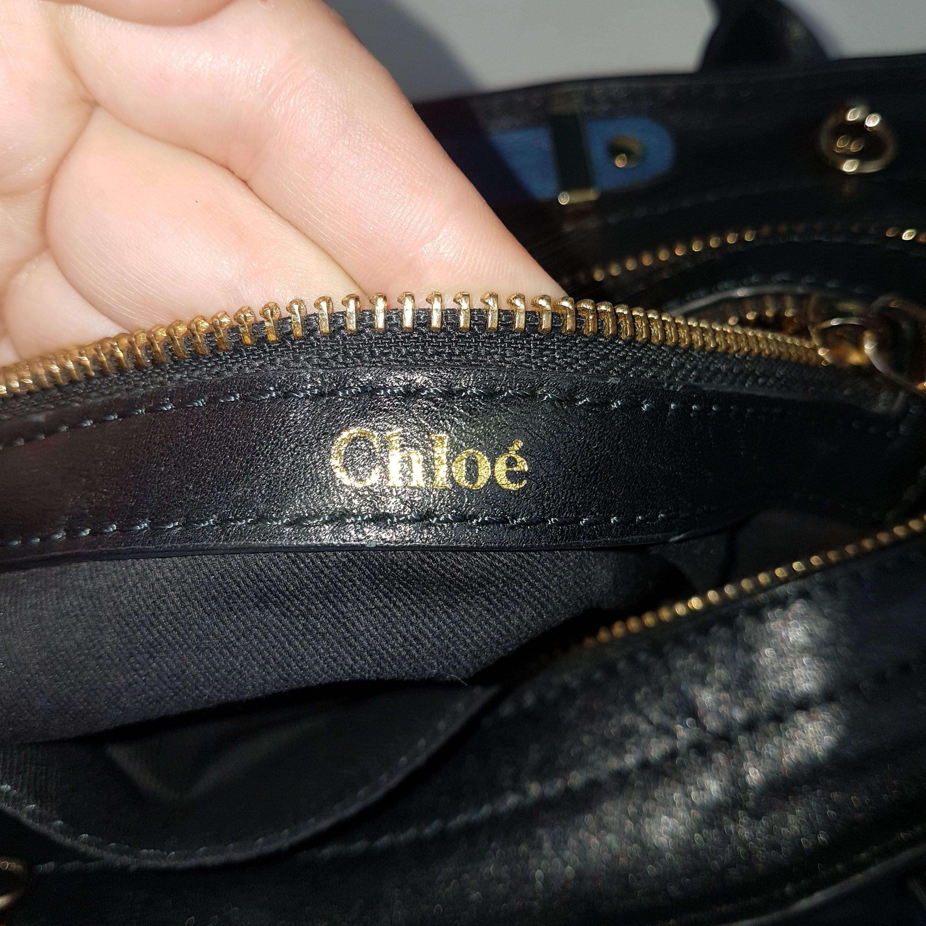 Chloe Blue/Black Leather Medium Alice Satchel Bag - Image 185