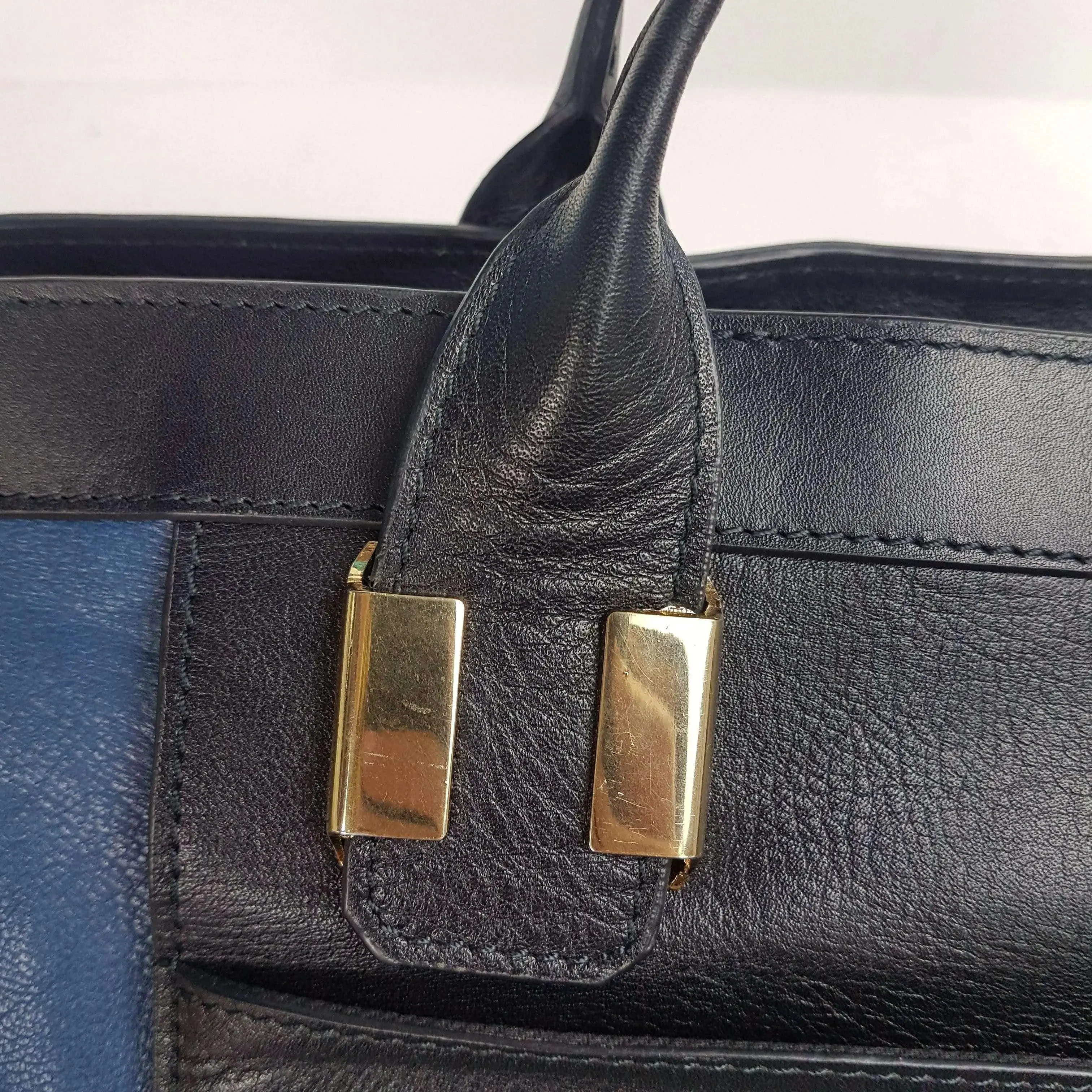 Chloe Blue/Black Leather Medium Alice Satchel Bag - Image 225