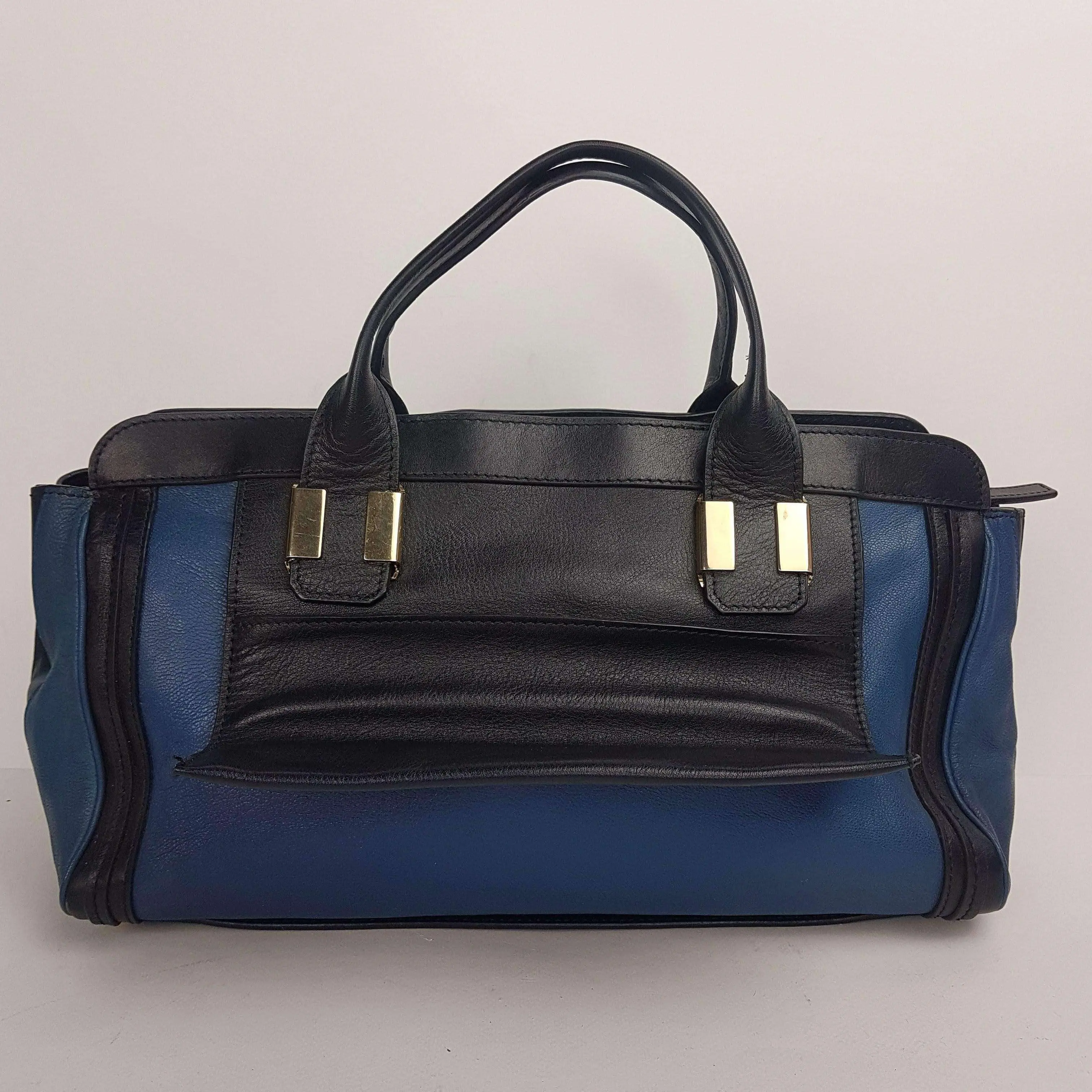 Chloe Blue/Black Leather Medium Alice Satchel Bag - Image 244