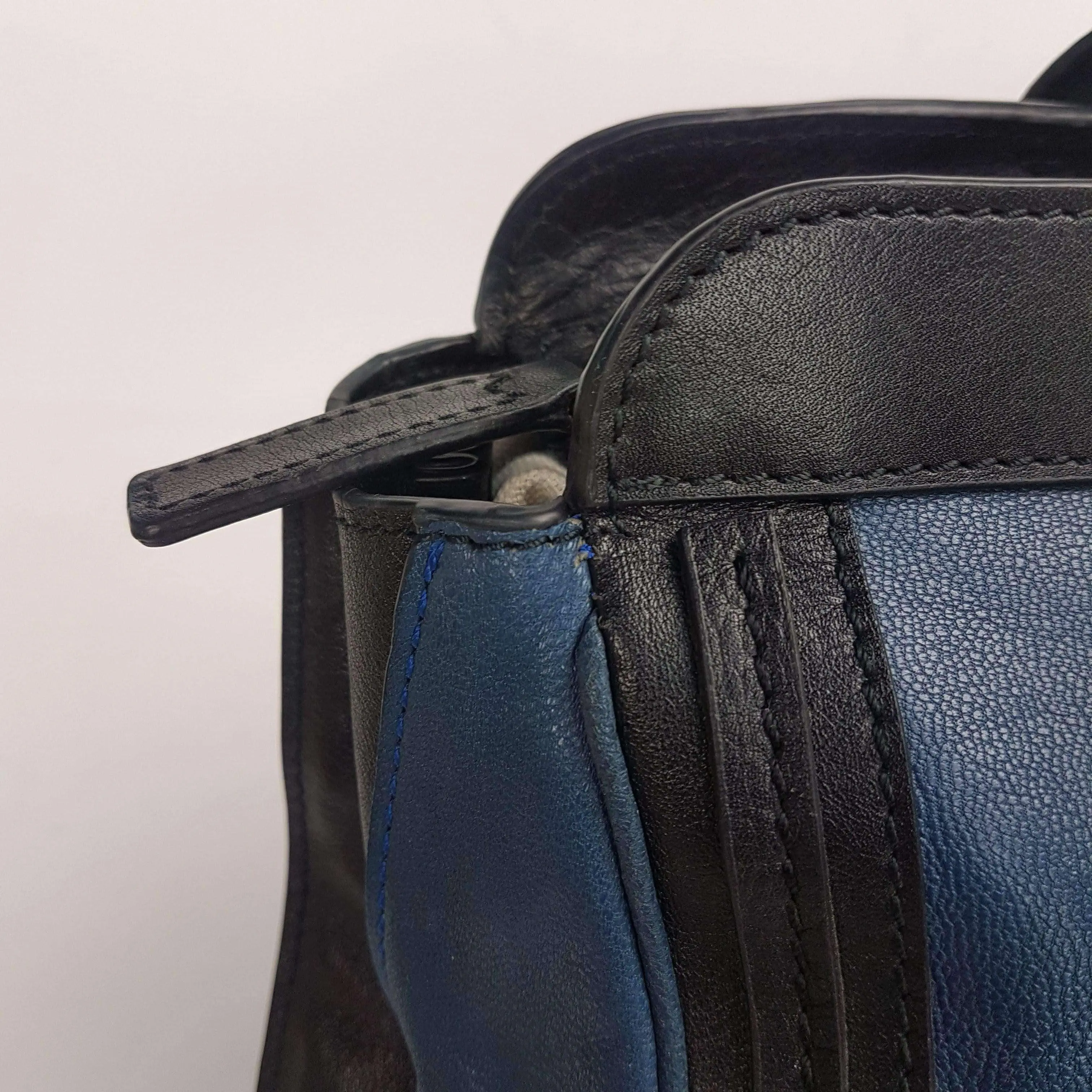 Chloe Blue/Black Leather Medium Alice Satchel Bag - Image 46