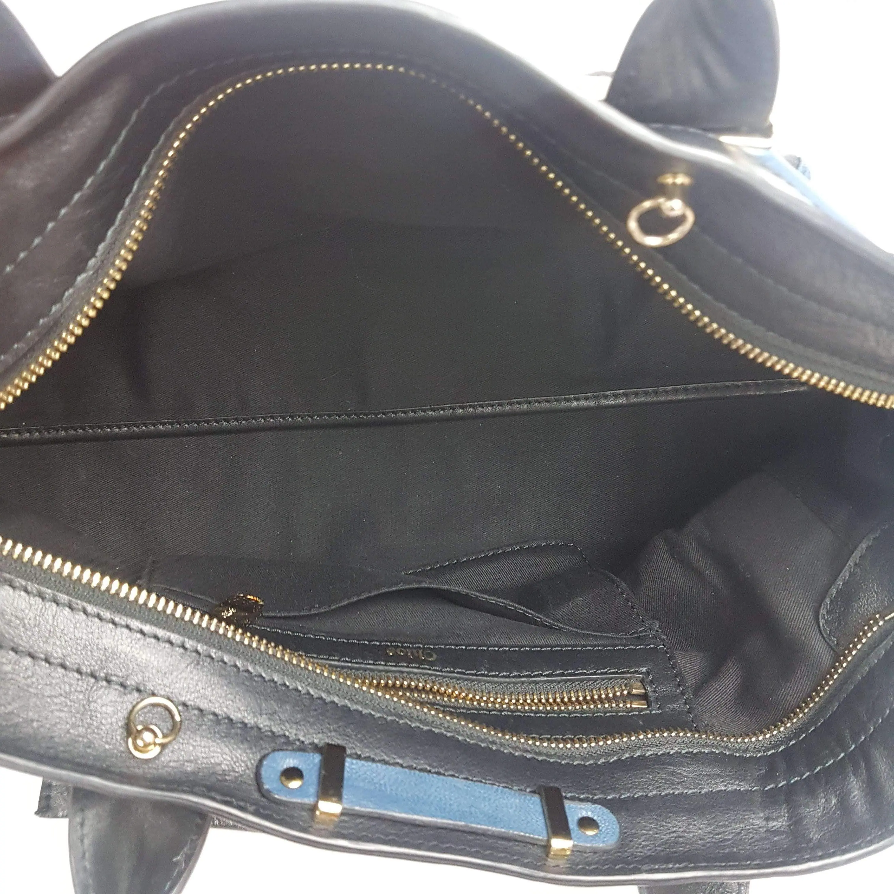 Chloe Blue/Black Leather Medium Alice Satchel Bag - Image 52