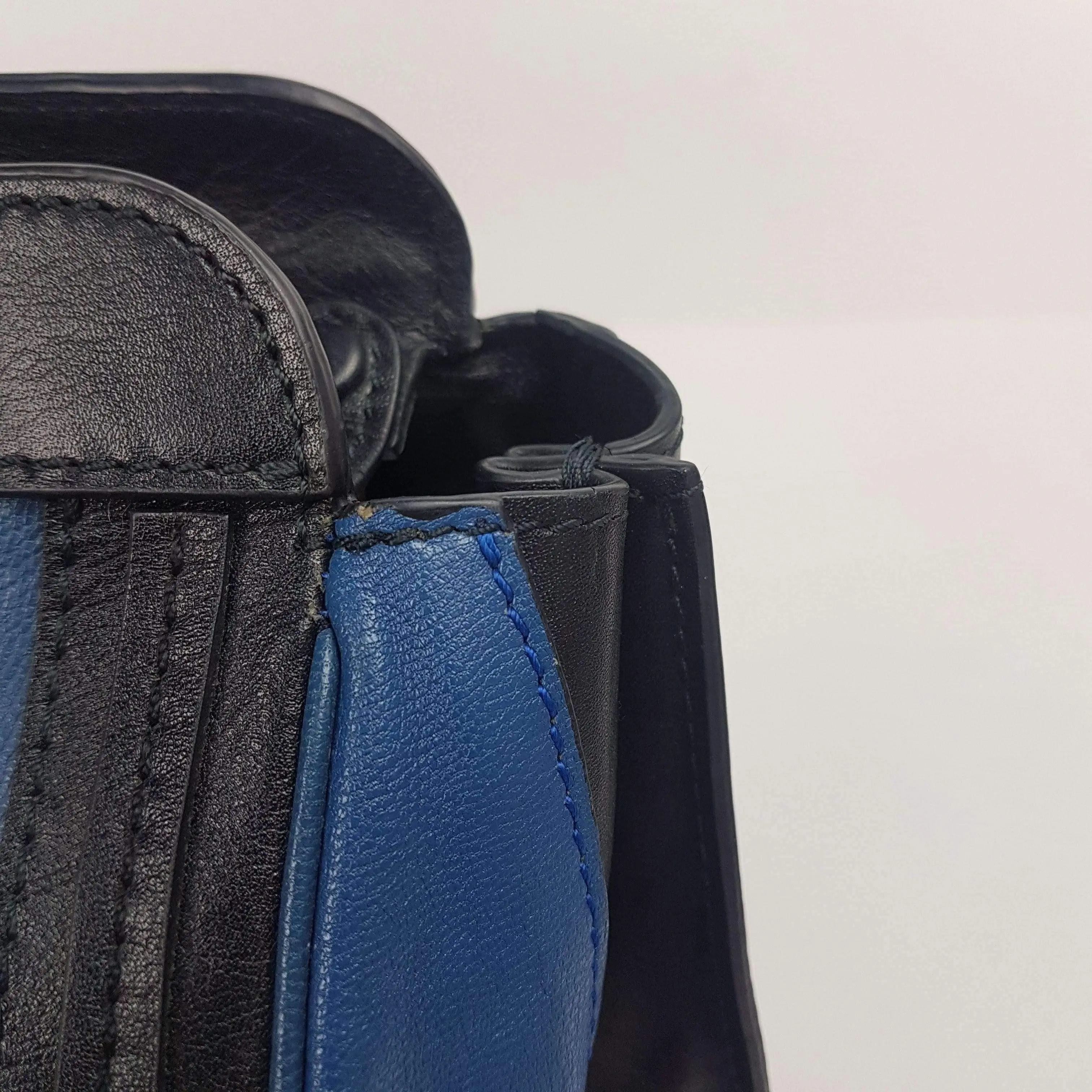 Chloe Blue/Black Leather Medium Alice Satchel Bag - Image 76
