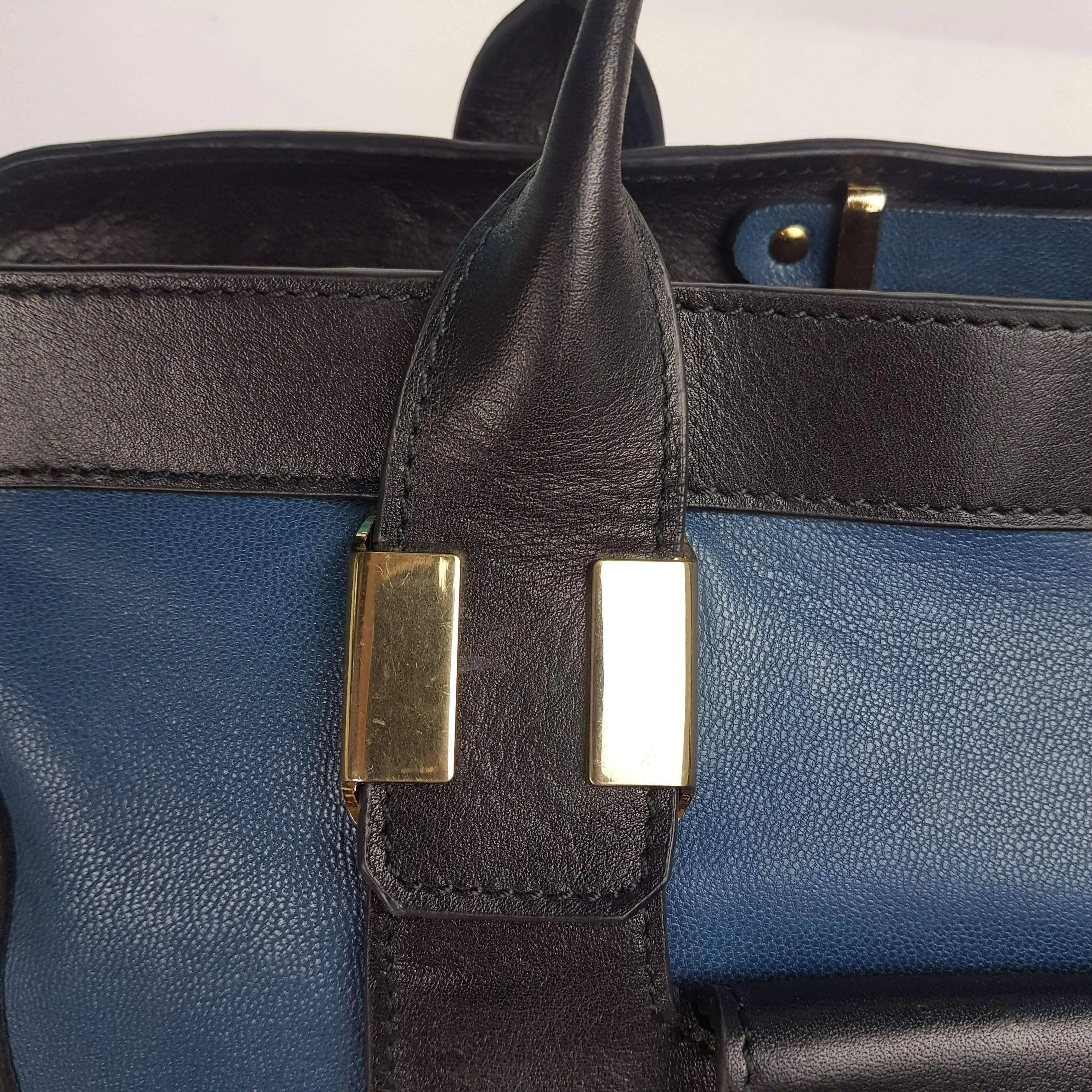 Chloe Blue/Black Leather Medium Alice Satchel Bag - Image 83