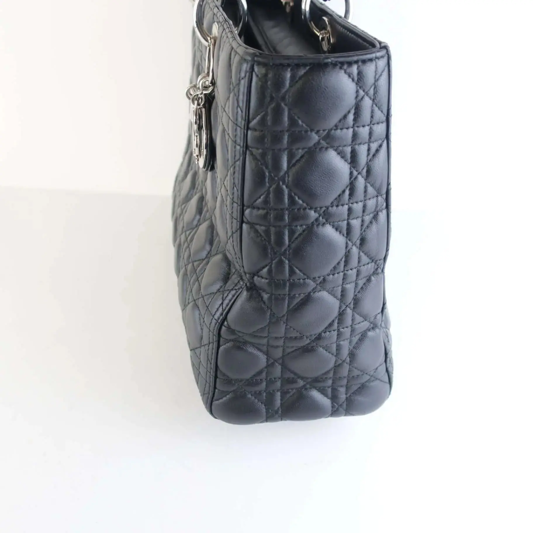 Christian Dior Black Cannage Lambskin Large Lady Dior Shoulder Bag - Image 14