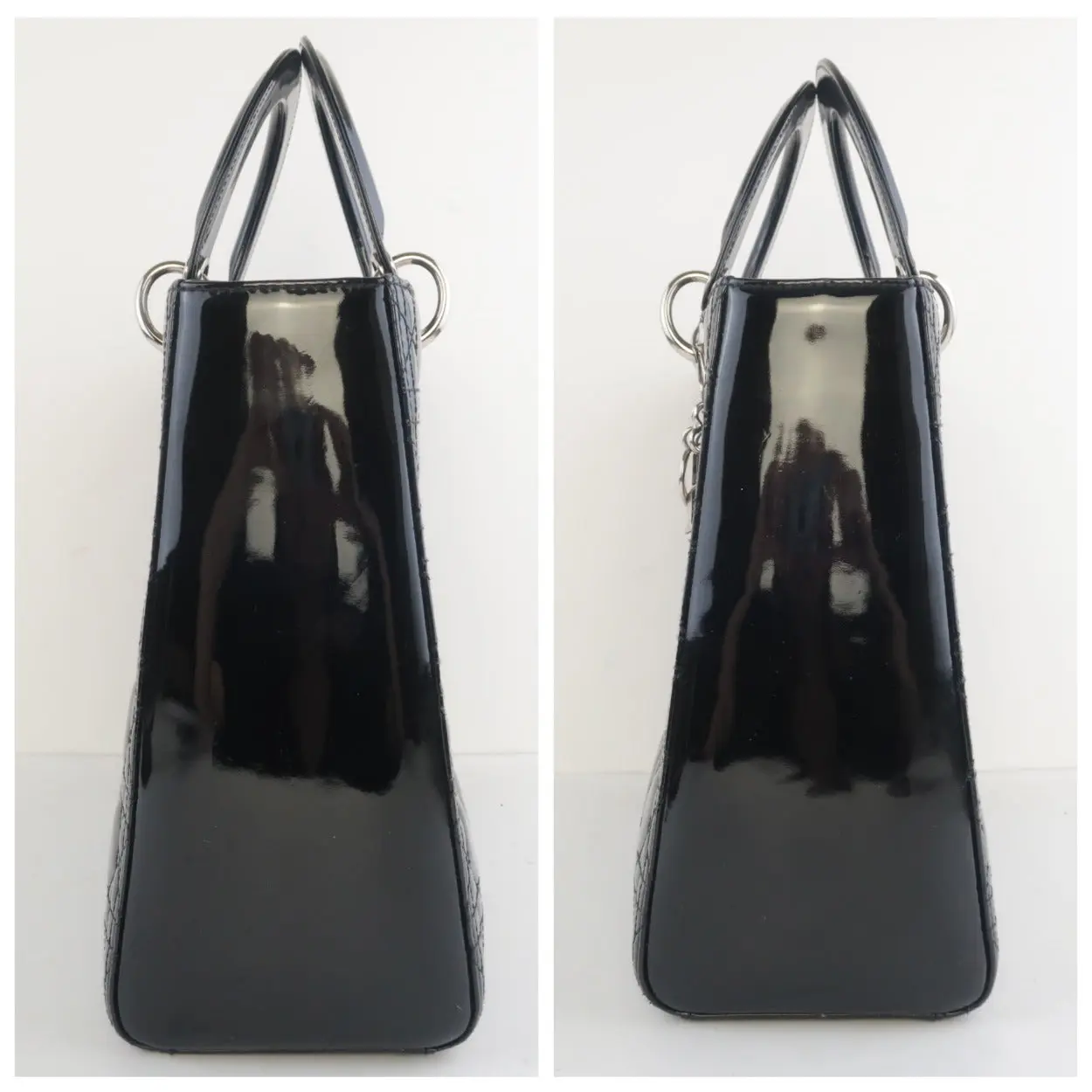 Christian Dior Black Cannage Patent Leather Large Lady Dior Shoulder Bag - Image 28