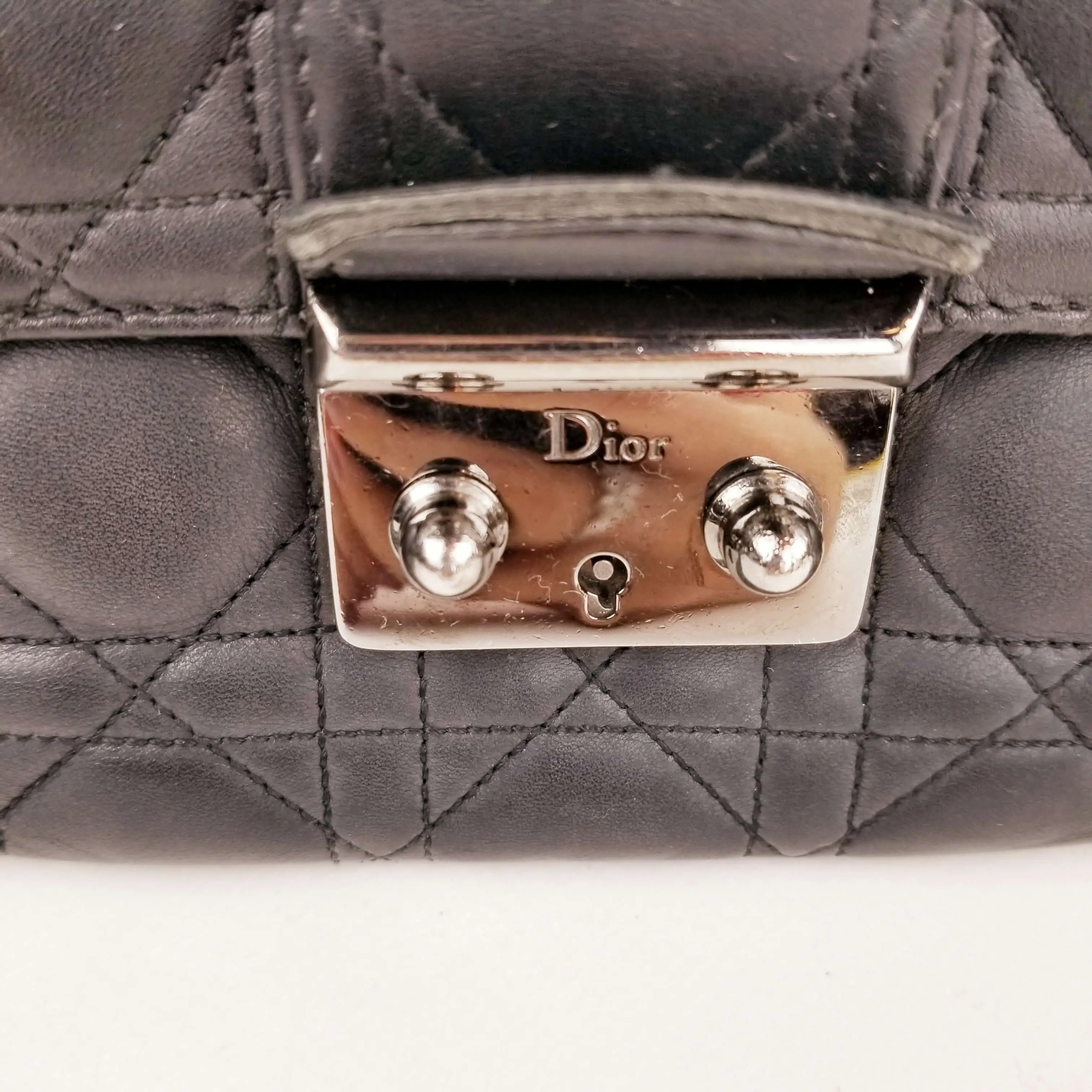 Christian Dior Black Cannage Quilted Lambskin Leather Miss Dior Large Flap Bag - Image 4