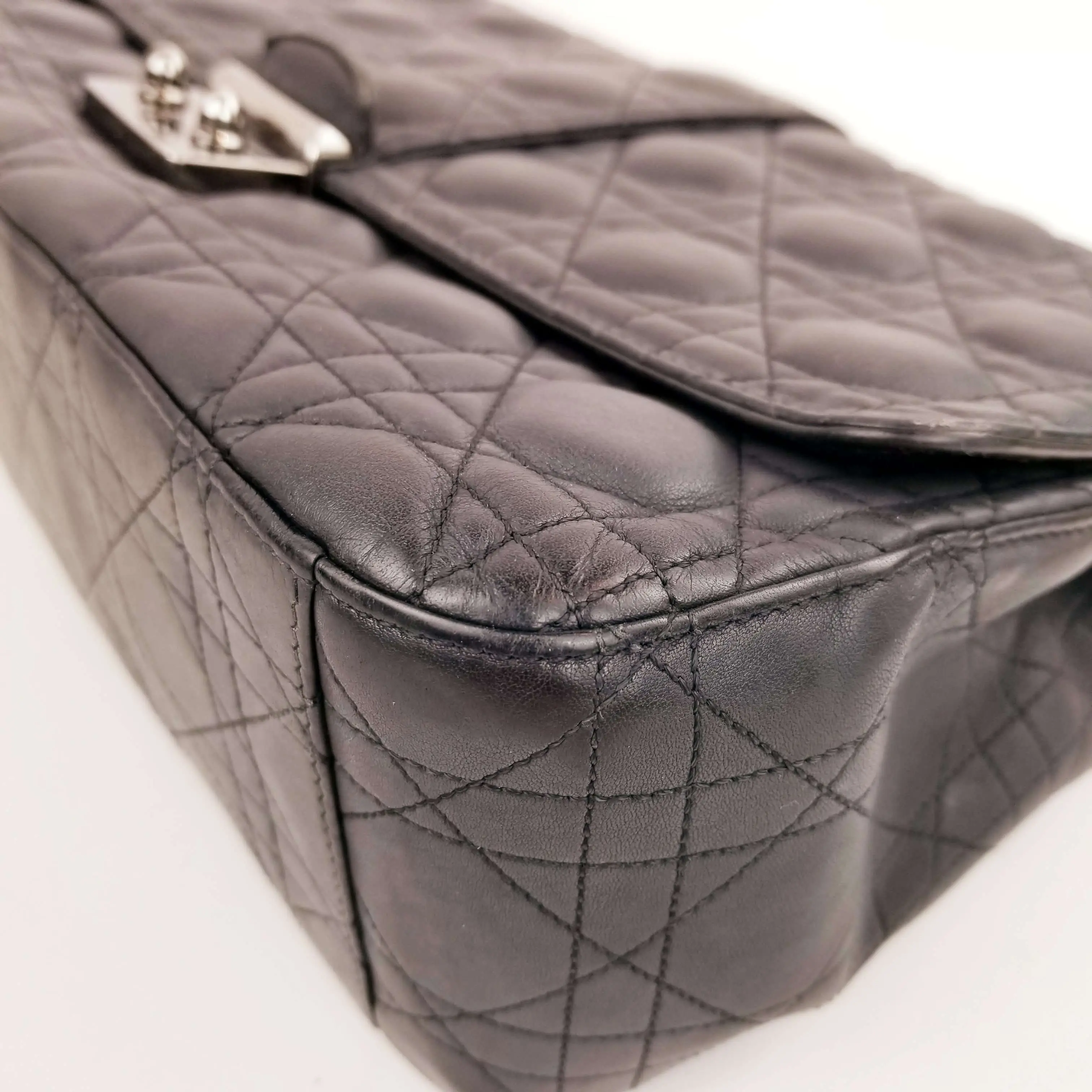 Christian Dior Black Cannage Quilted Lambskin Leather Miss Dior Large Flap Bag - Image 7