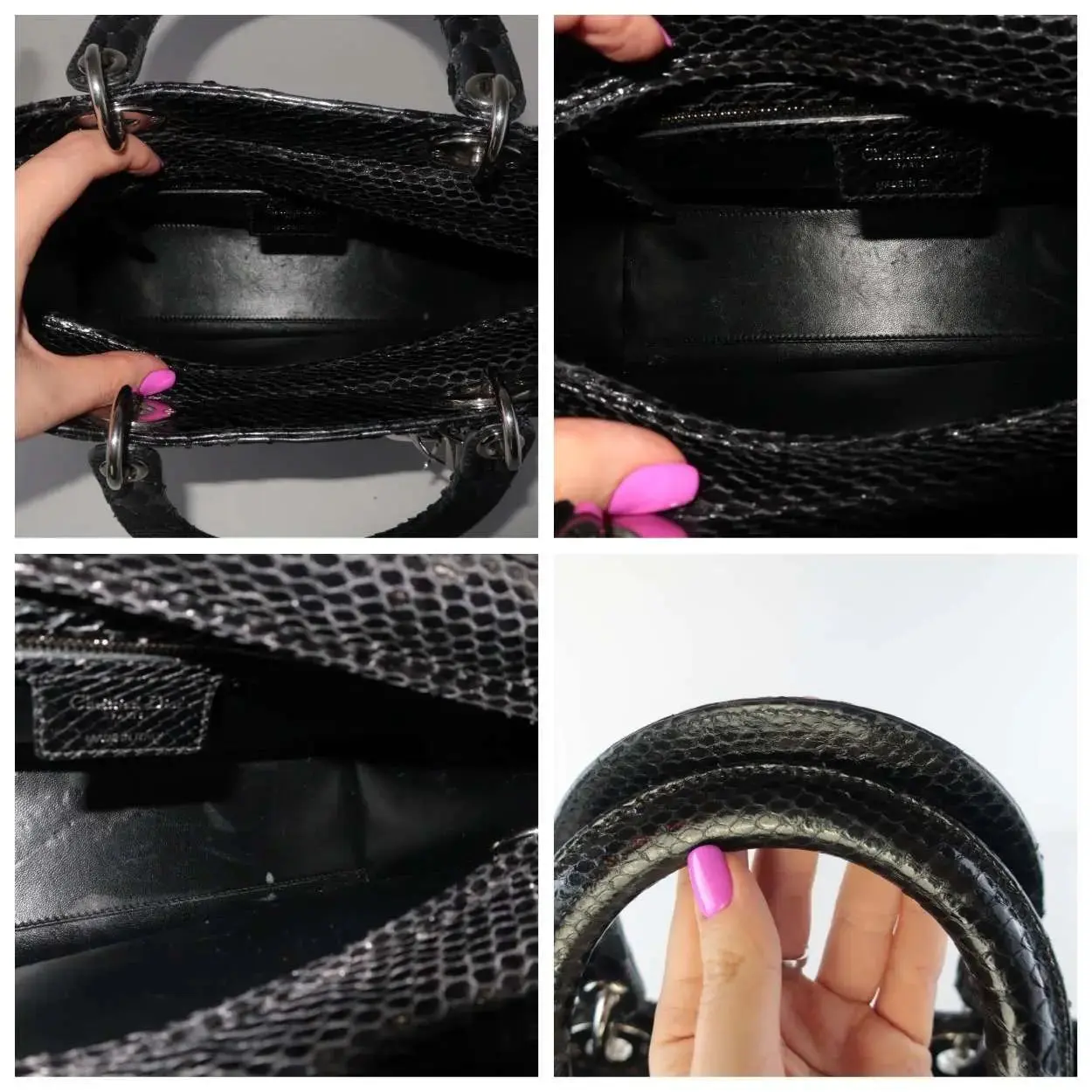 Christian Dior Black Python Large Lady Dior Bag - Image 14