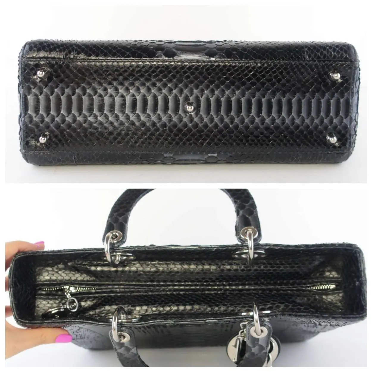 Christian Dior Black Python Large Lady Dior Bag - Image 17
