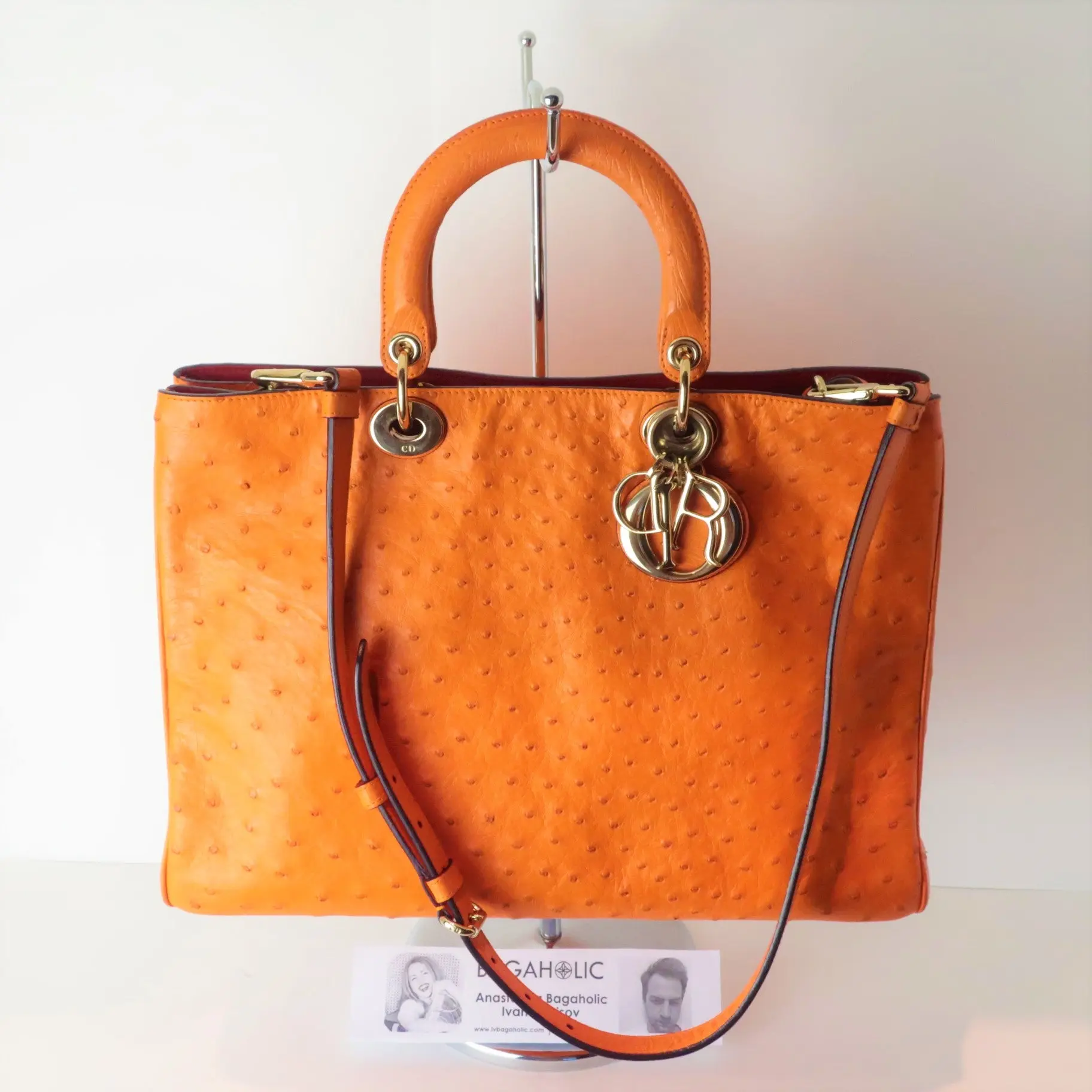 Christian Dior Limited Edition Ostrich Large Diorissimo Shoulder Bag (779) - Image 3