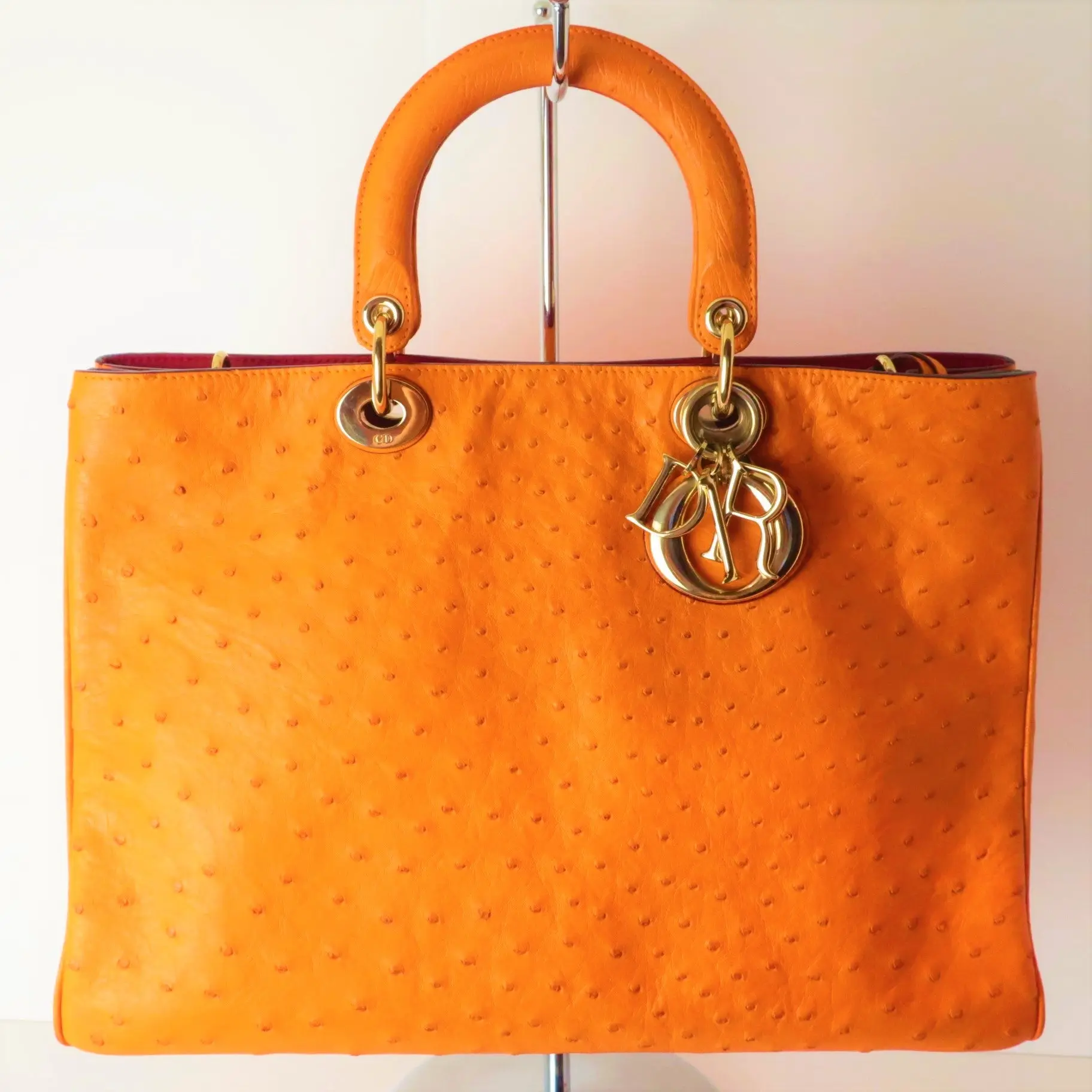Christian Dior Limited Edition Ostrich Large Diorissimo Shoulder Bag (779) - Image 4