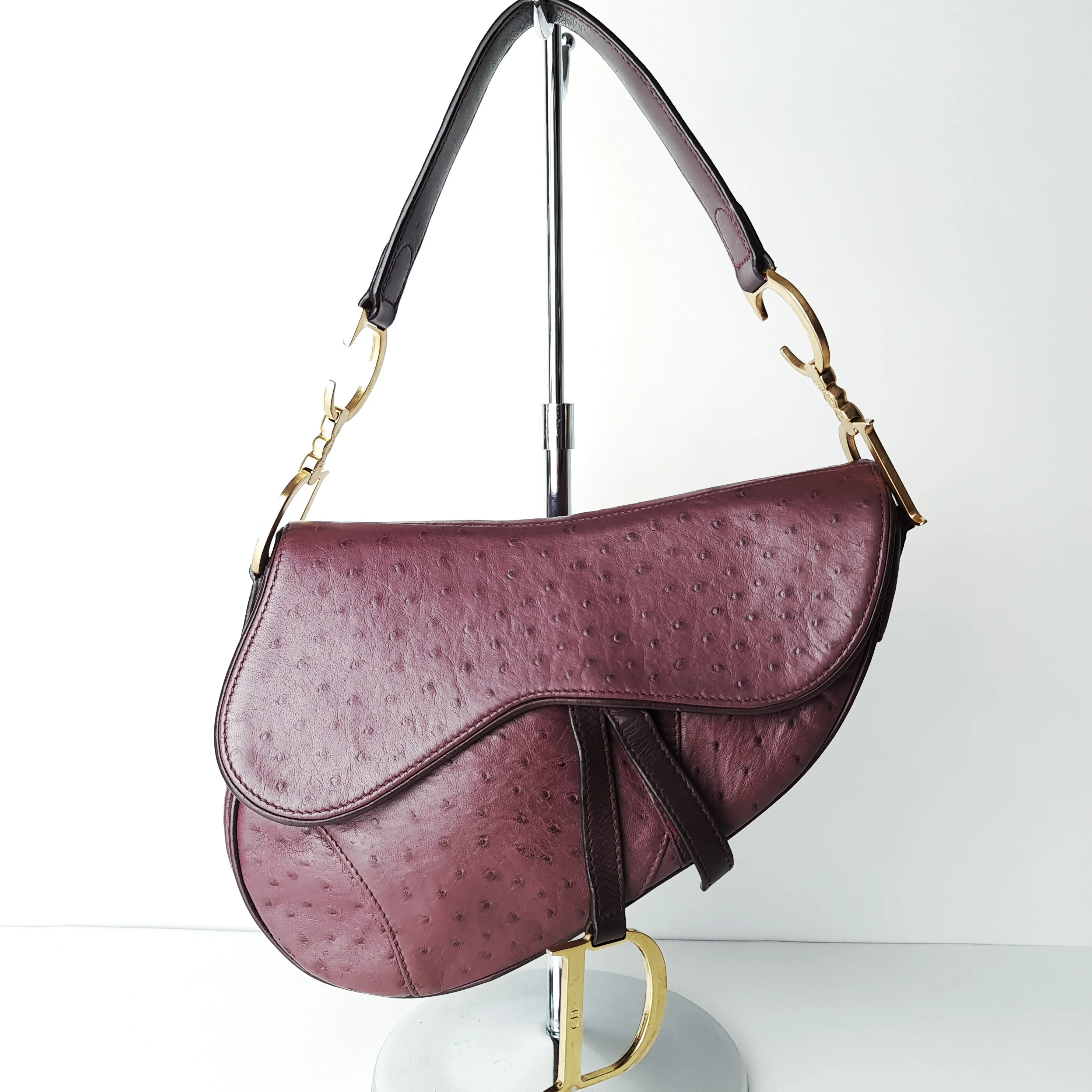 Christian Dior Violet Ostrich Leather Shoulder Bag (749) - Image 2