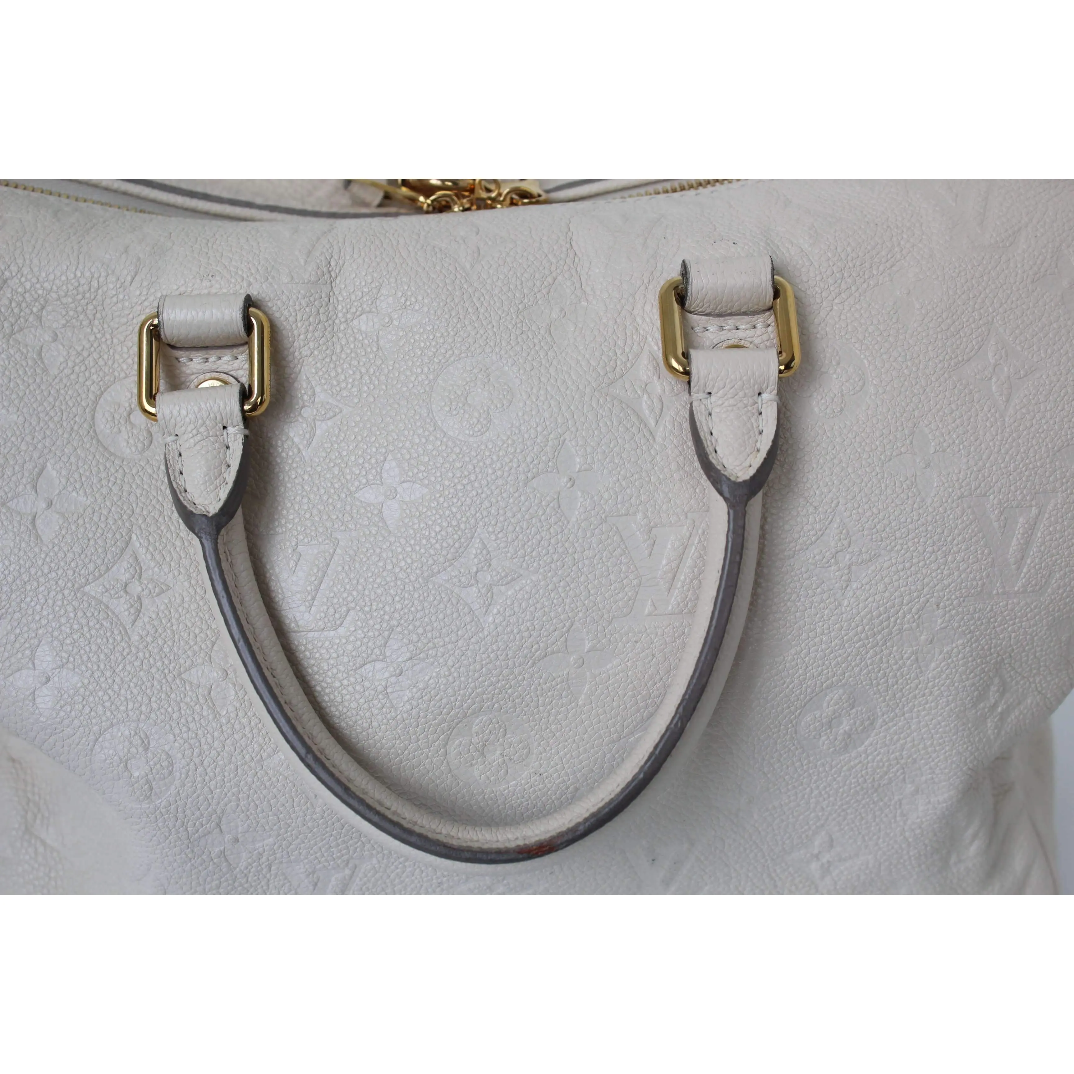 Louis Vuitton Speedy Bandouliere 30 Empreinte Beige Bag - Image 11