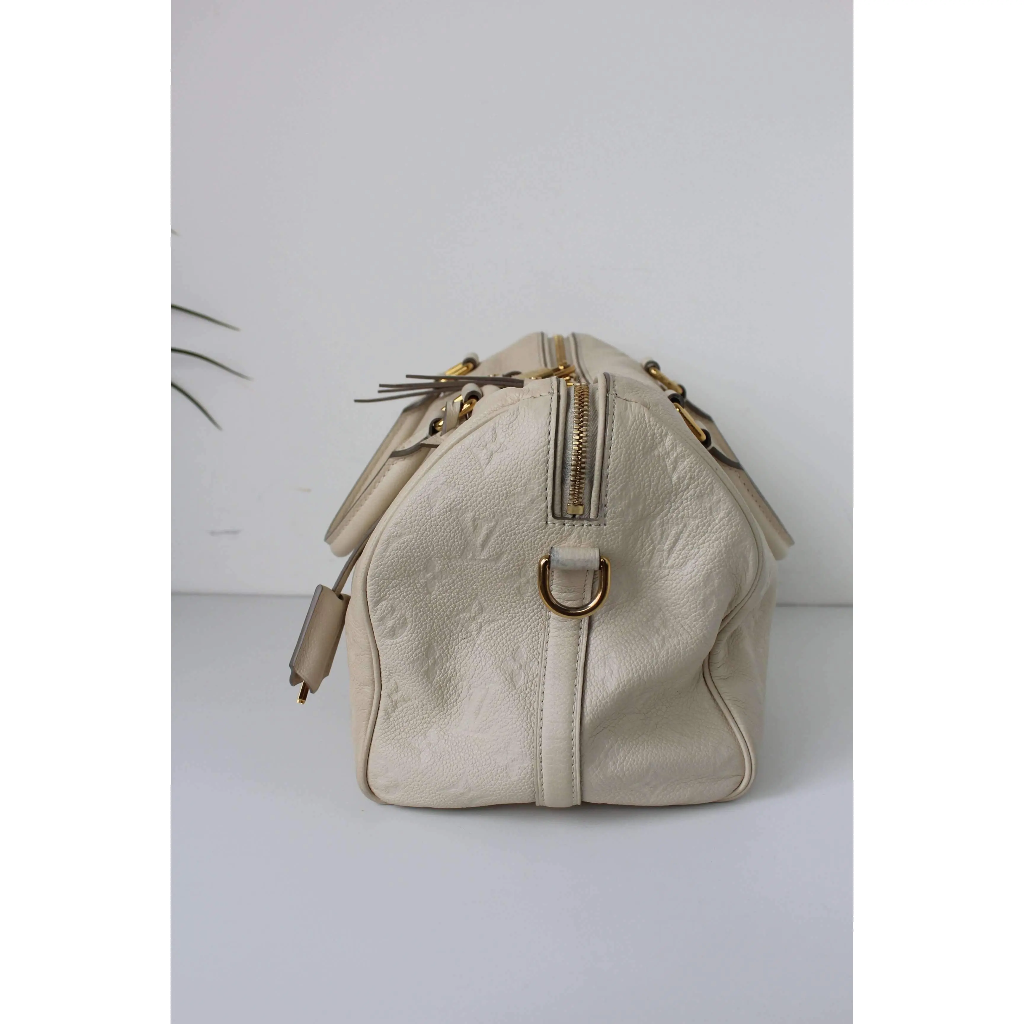 Louis Vuitton Speedy Bandouliere 30 Empreinte Beige Bag - Image 9