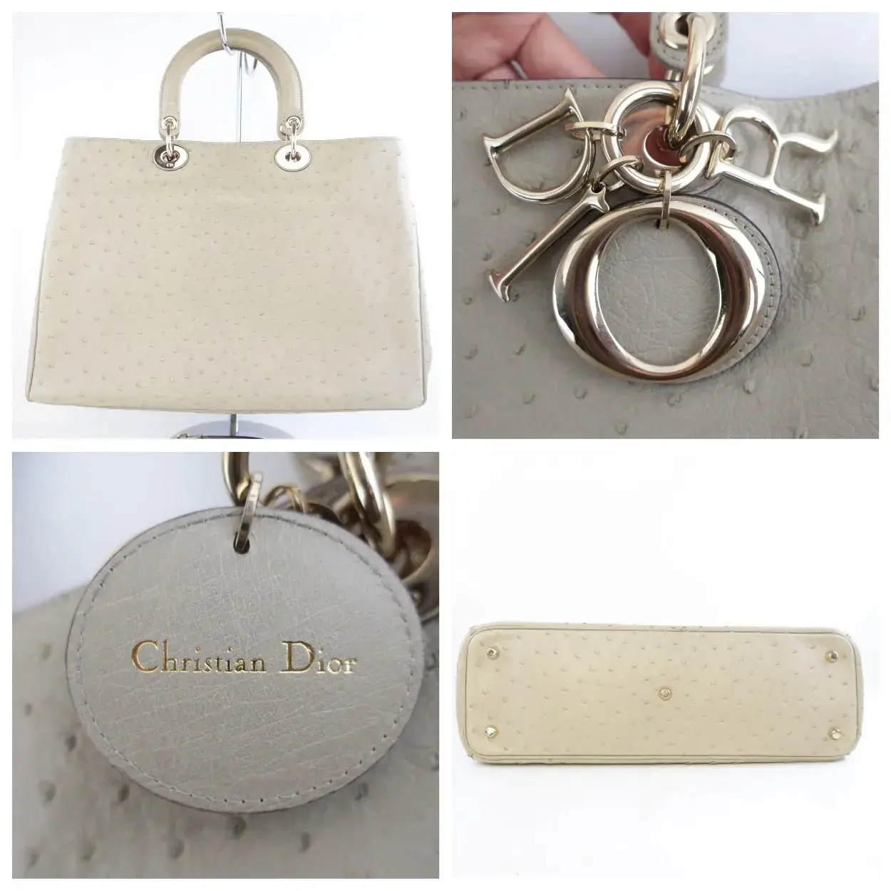 Dior Large Beige Ostrich Diorissimo Tote Bag - Image 14