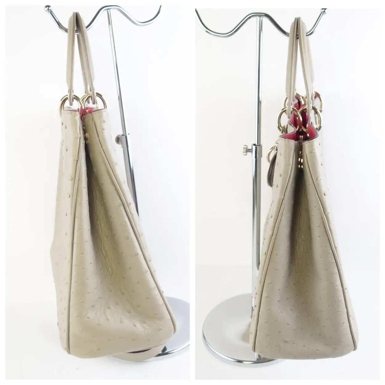 Dior Large Beige Ostrich Diorissimo Tote Bag - Image 15