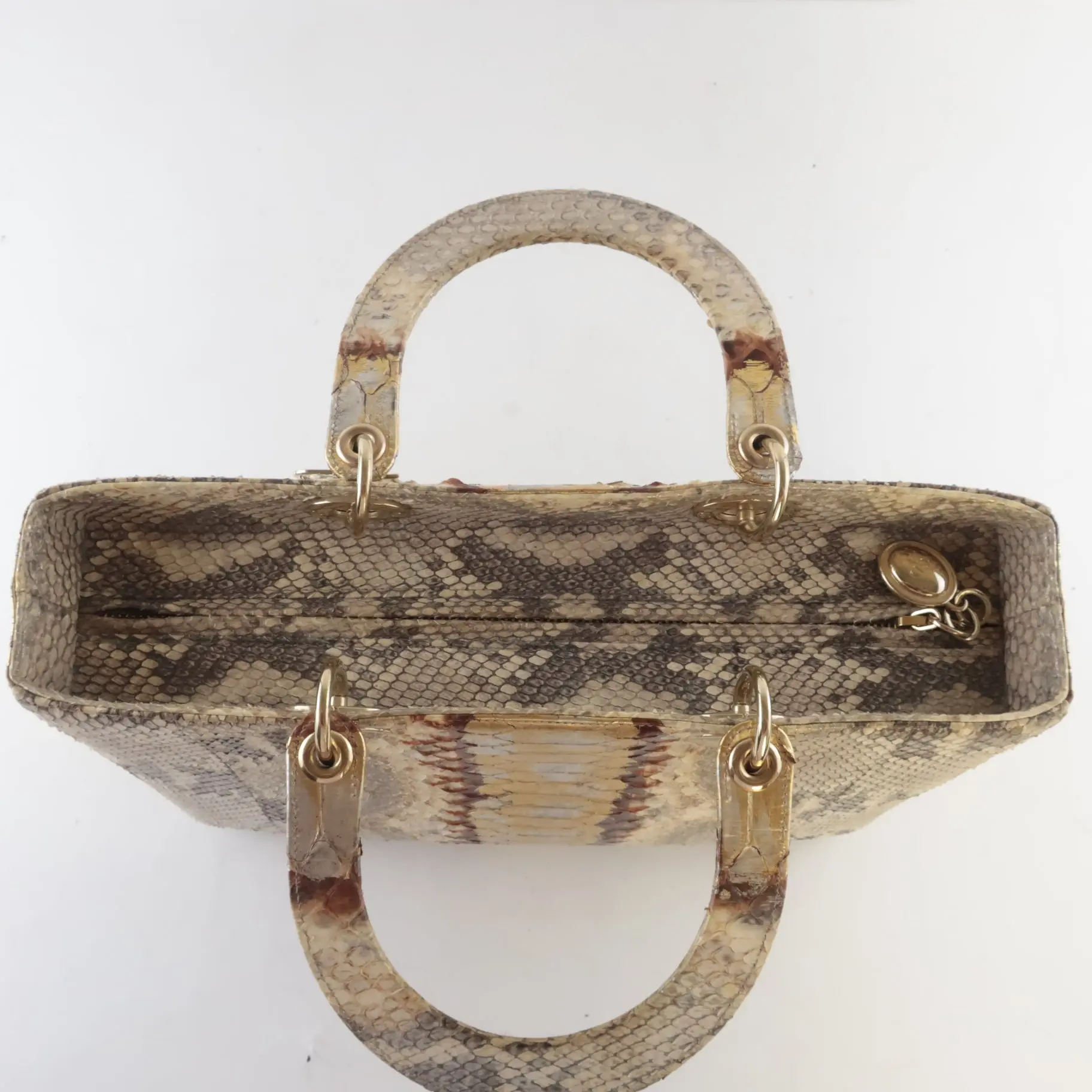 Dior Gold Python Lady Dior Large Shoulder Bag - Image 10
