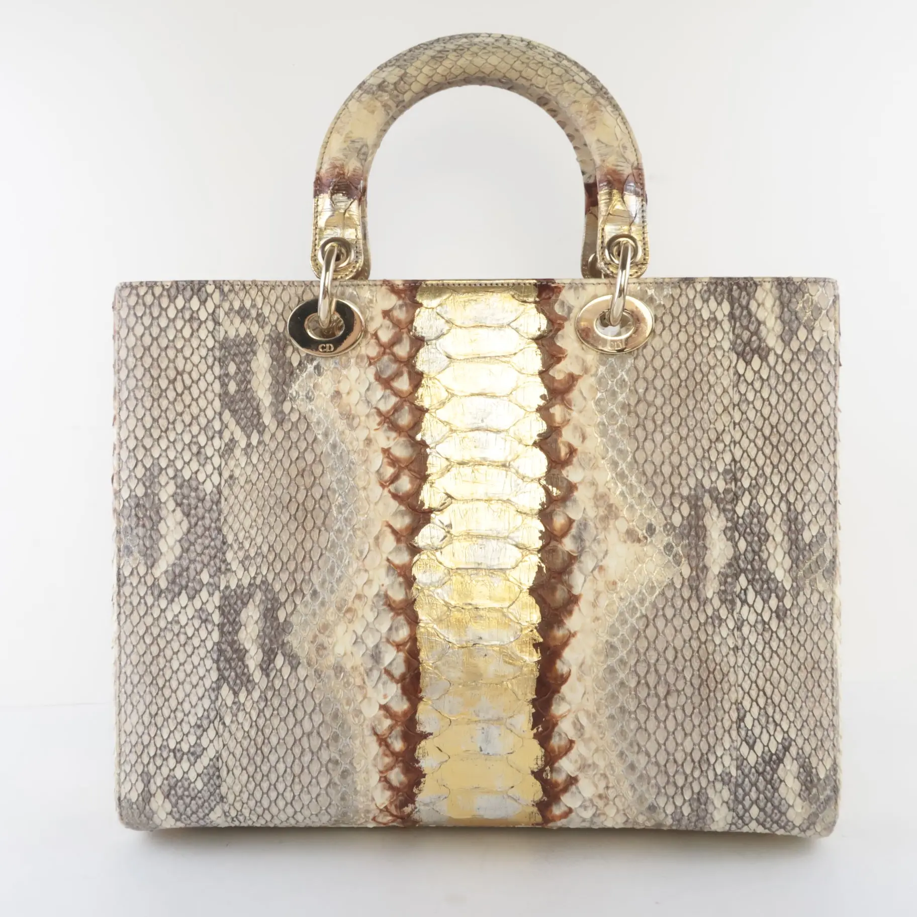 Dior Gold Python Lady Dior Large Shoulder Bag - Image 16
