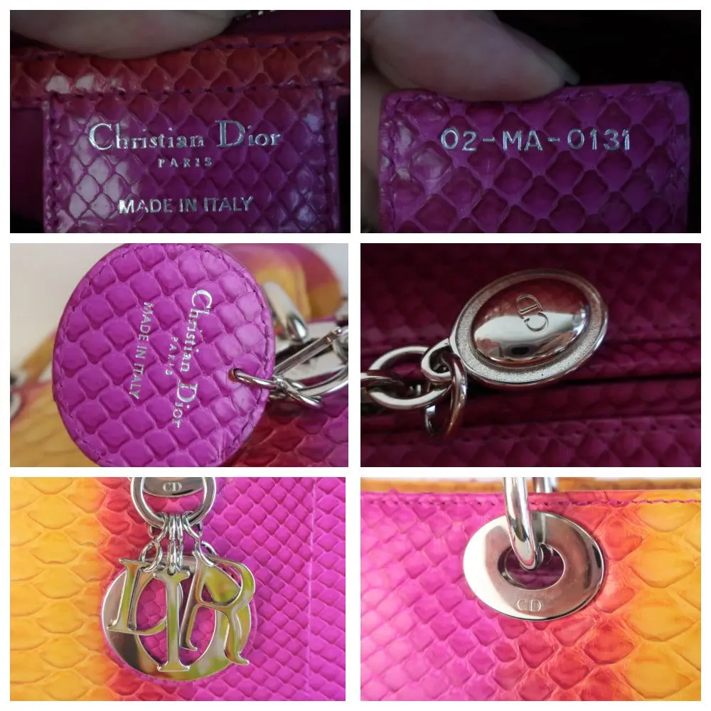 Dior Limited Edition Pink Python Lady Dior Large Shoulder Bag - Image 8