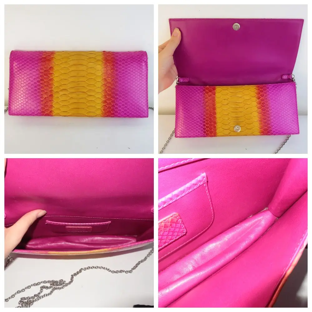 Dior Limited Edition Pink Python Leather Bag Clutch - Image 5
