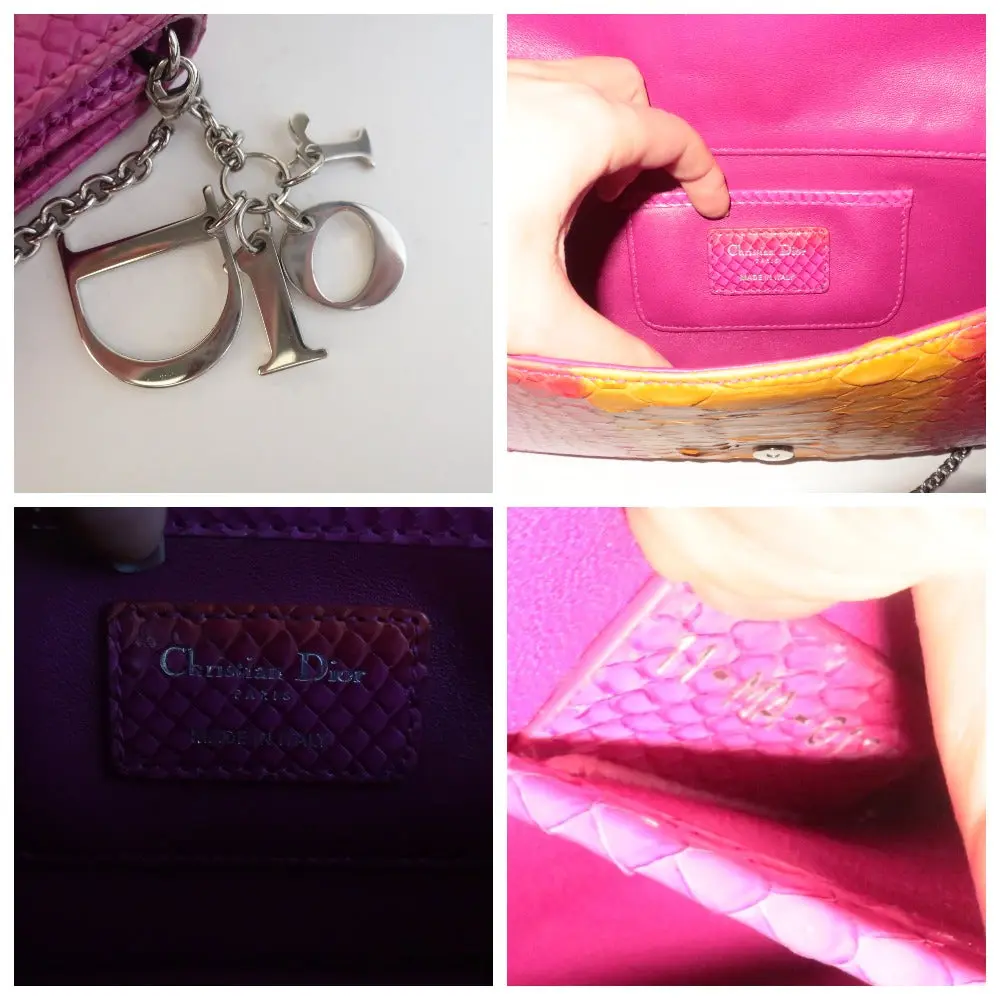 Dior Limited Edition Pink Python Leather Bag Clutch - Image 7