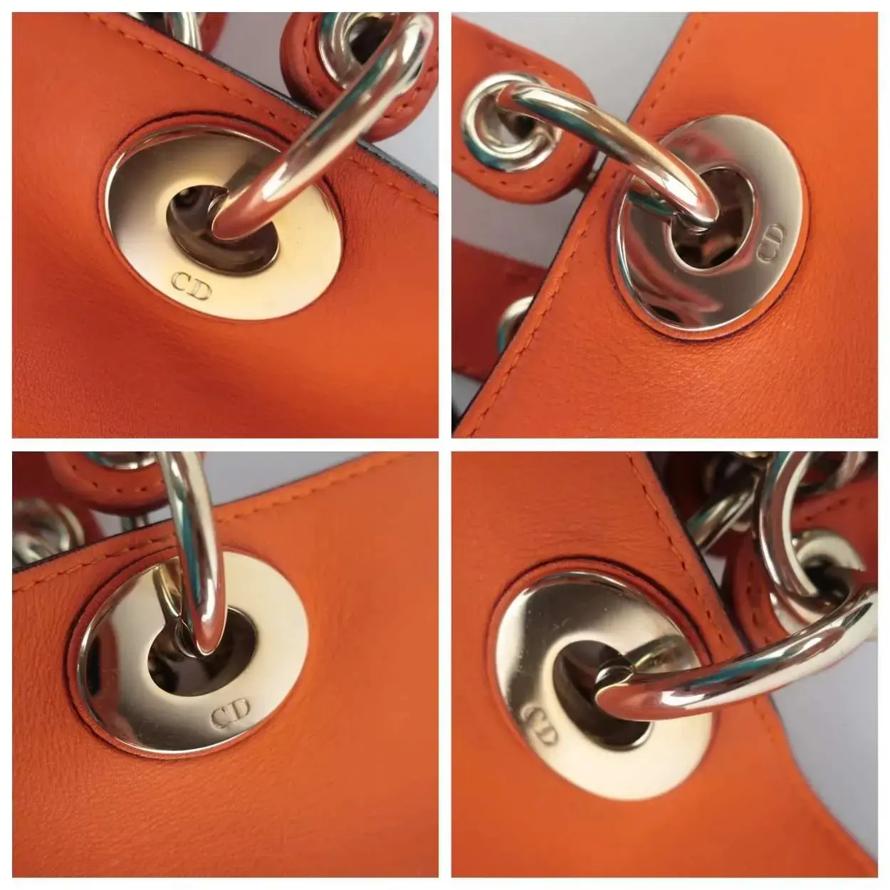 Dior Orange Calfskin Leather Diorissimo Large Tote Bag - Image 9