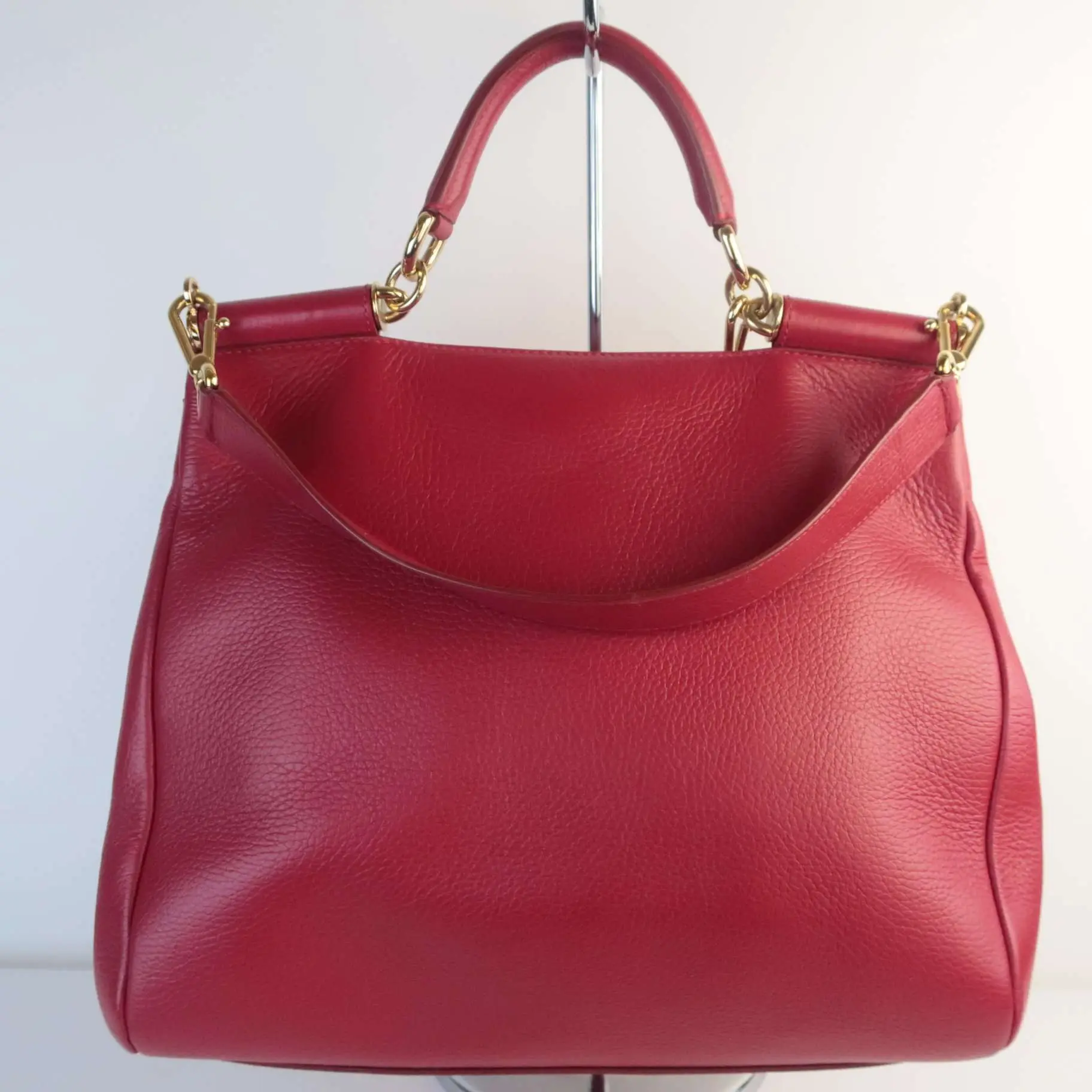 Dolce Gabbana Red Leather Soft Miss Sicily Bag - Image 4