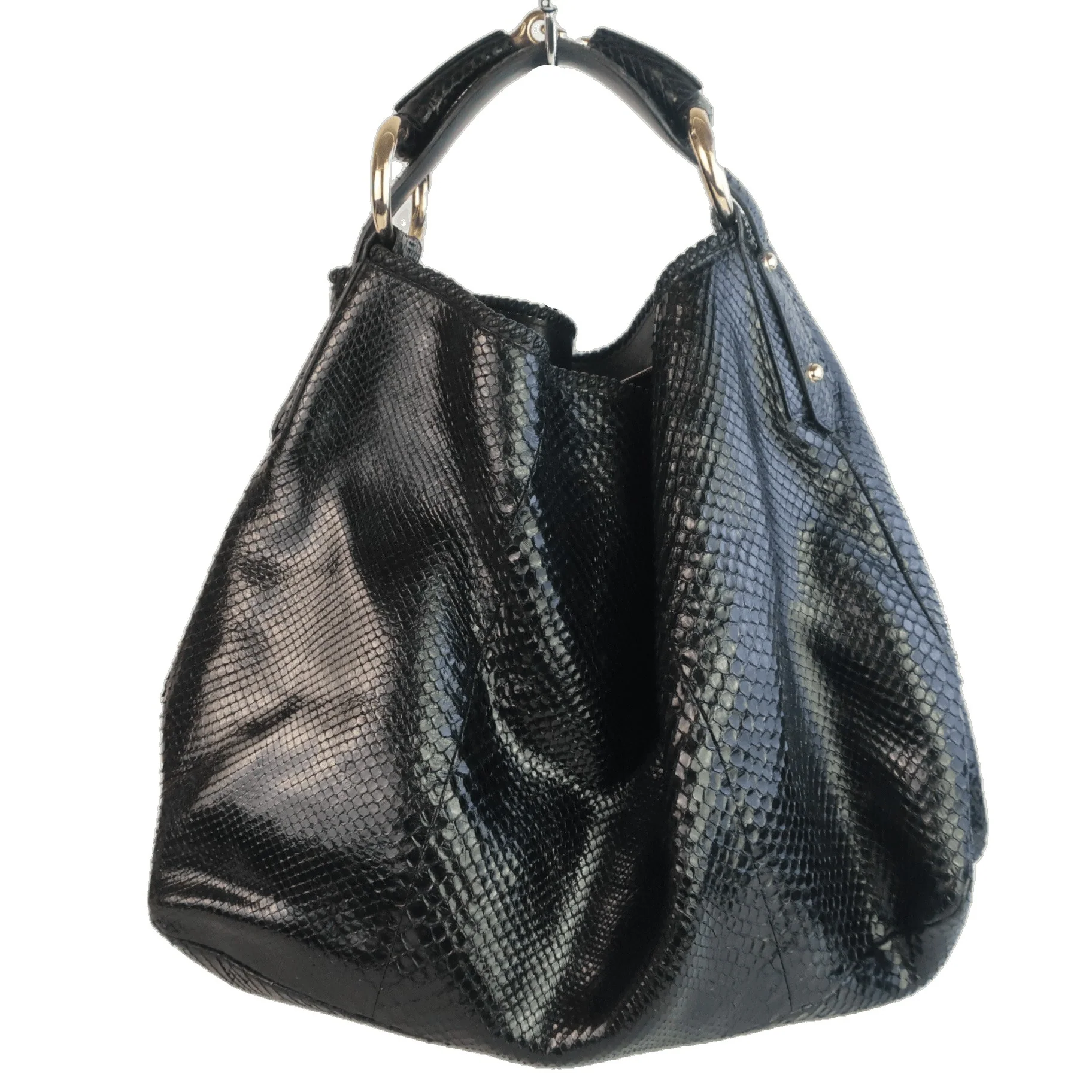 Gucci Black Python Large Horsebit Hobo Bag - Image 2