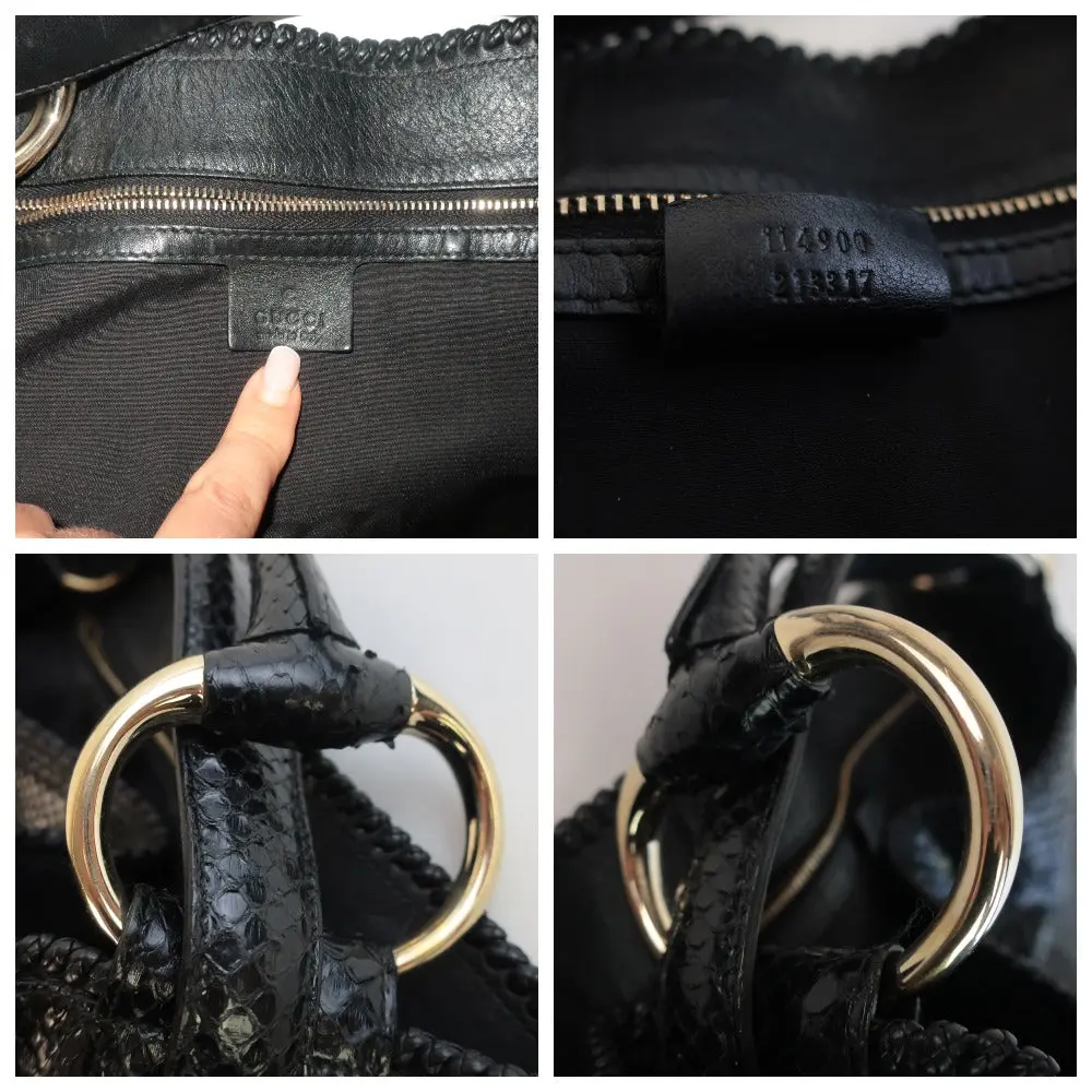 Gucci Black Python Large Horsebit Hobo Bag - Image 9