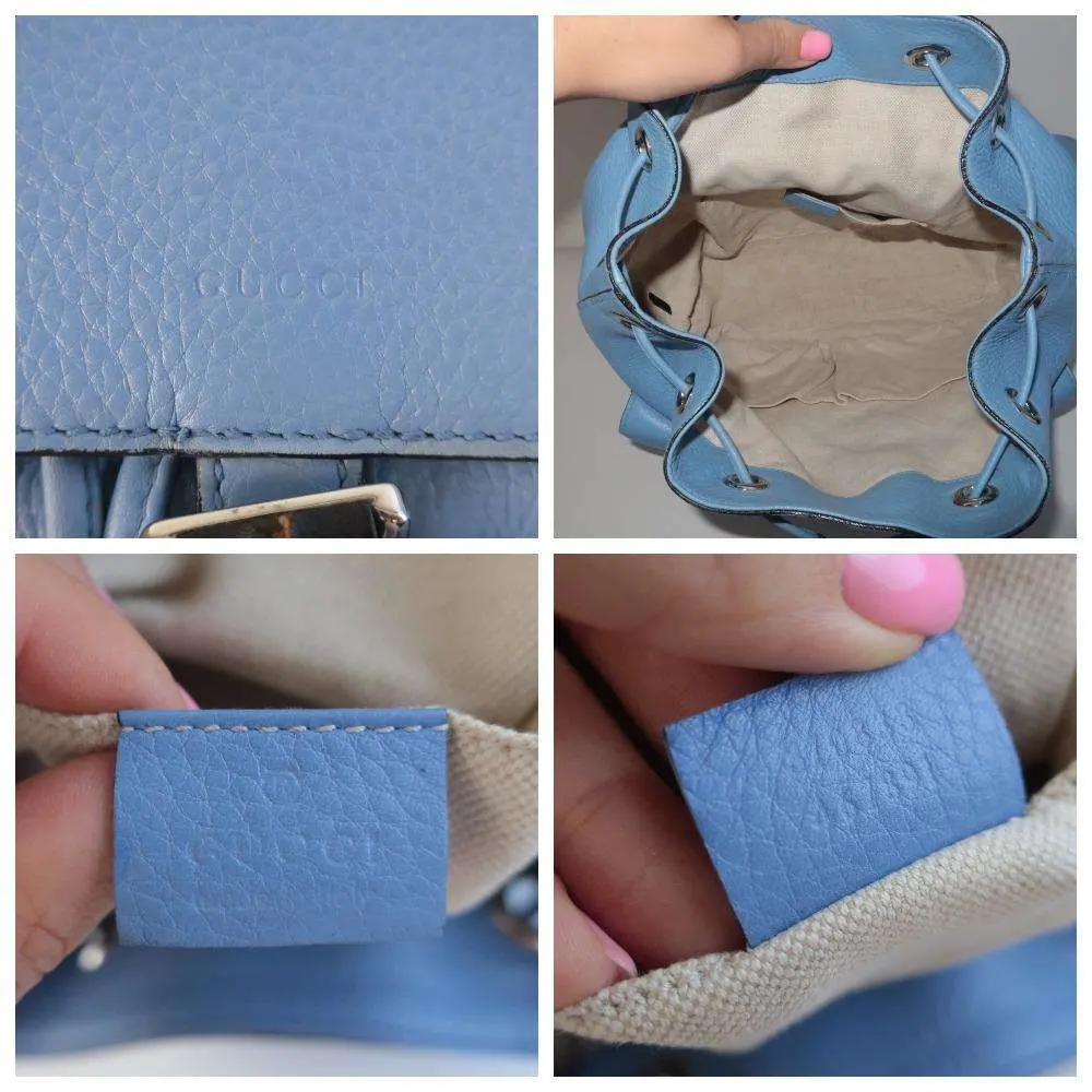 Gucci Calfskin Medium Bamboo Backpack Blue Jeans - Image 10