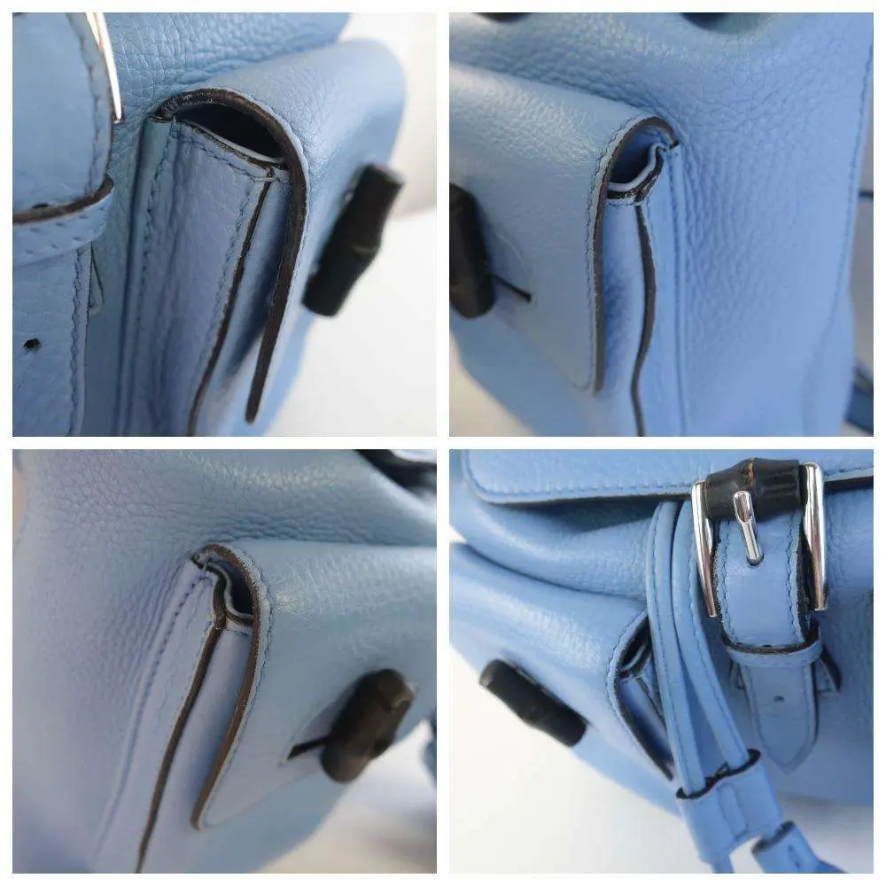 Gucci Calfskin Medium Bamboo Backpack Blue Jeans - Image 13